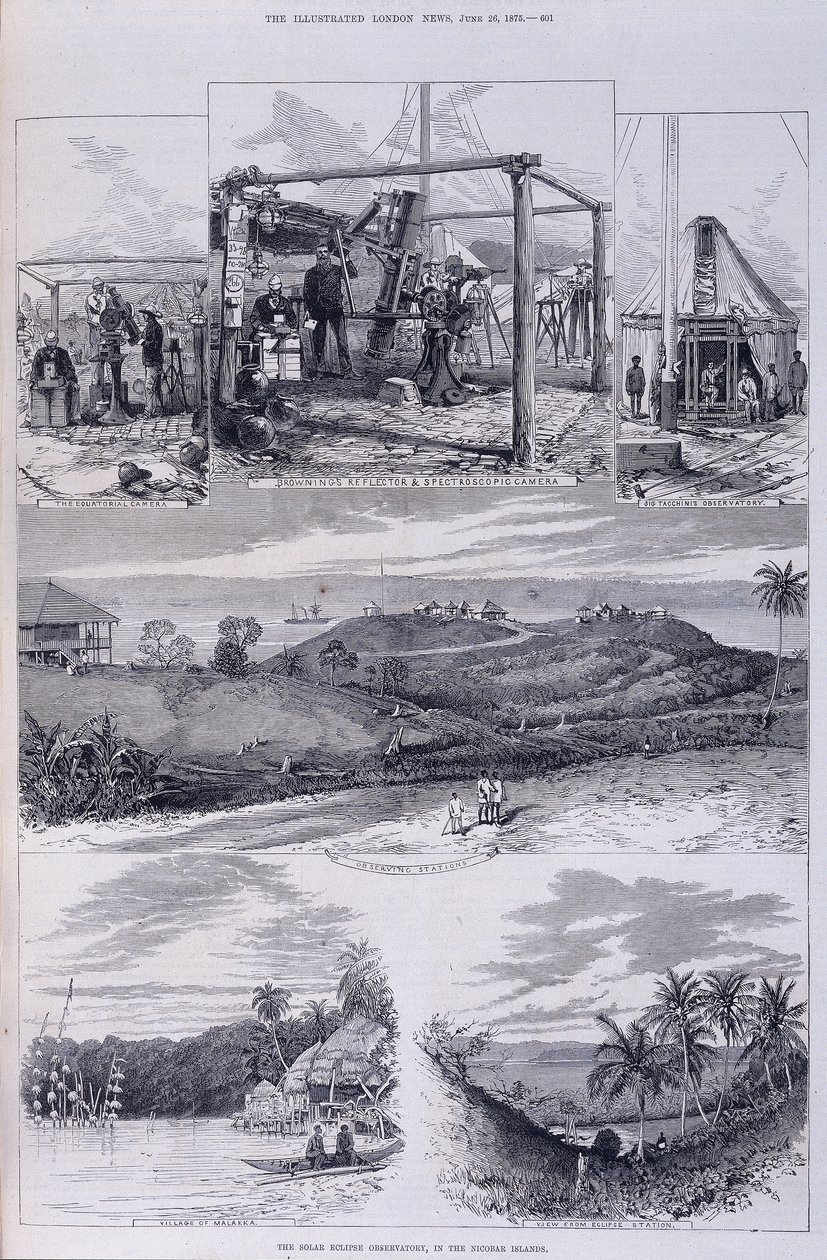 Auringonpimennys-observatorio, Nikobarsaaret, c1875 tekijältä Unbekannt