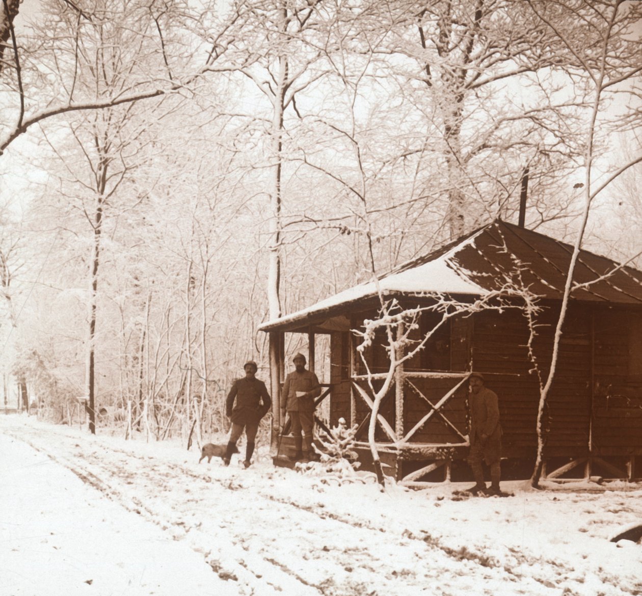 Sotilaat lumessa, Marquenterre, Pohjois-Ranska, c1914-c1918 tekijältä Unbekannt