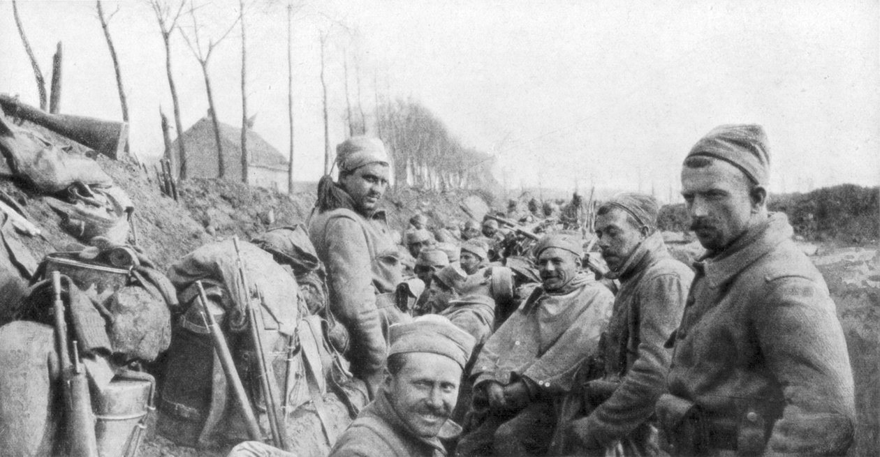 Ranskalaisen Zouave-rykmentin sotilaat Lizarnen ja Boesinghen välillä, Belgiassa, 24. huhtikuuta 1915 tekijältä Unbekannt