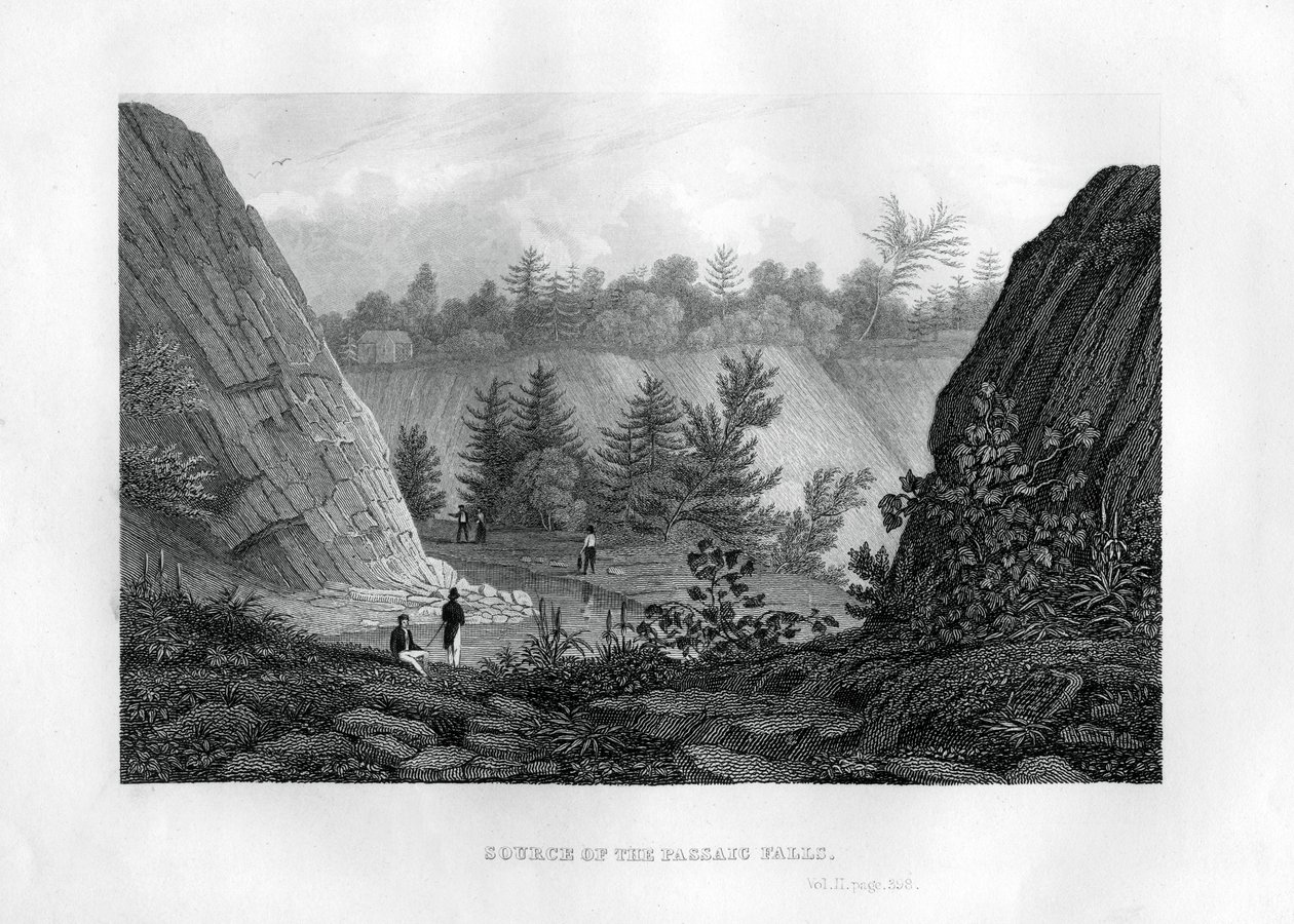 Passaic Fallsin lähde, New Jersey, 1855 tekijältä Unbekannt
