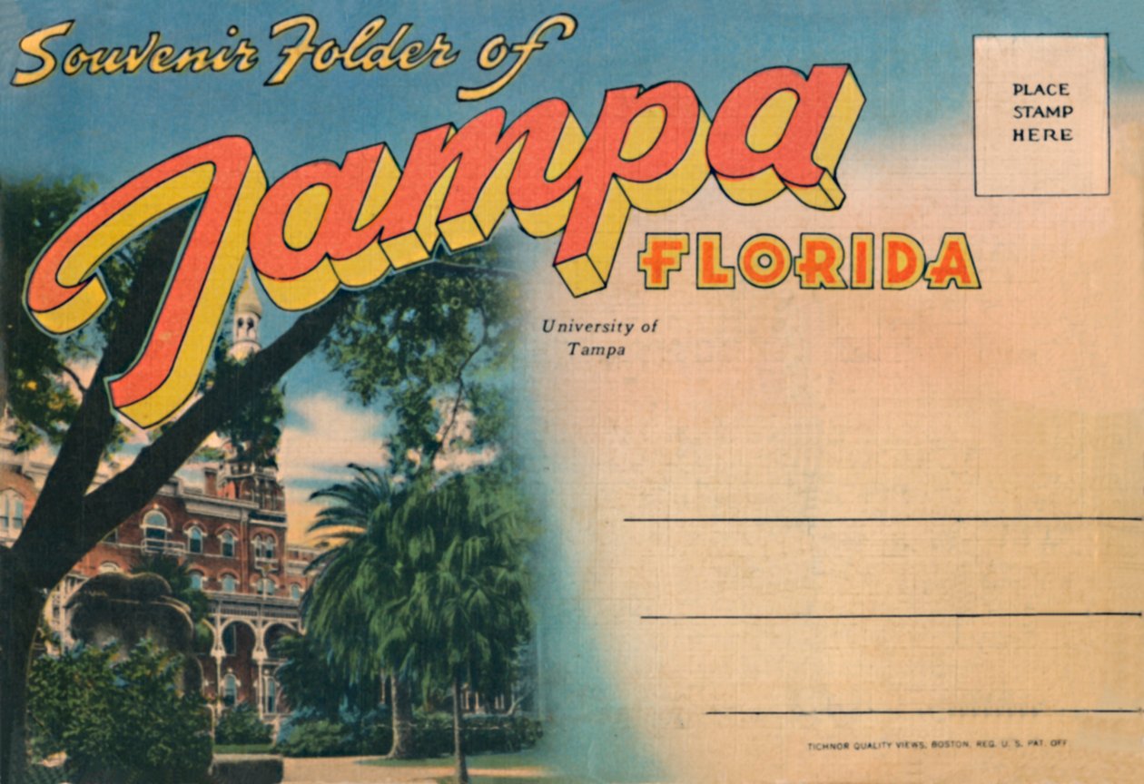 Matkamuistokansio Tampa, Florida - Tampan yliopisto, 1940-luku tekijältä Unbekannt