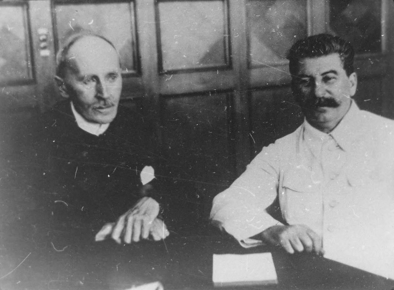 Neuvostoliiton johtaja Josef Stalin ja ranskalainen kirjailija Romain Rolland, Moskova, Neuvostoliitto, 28. kesäkuuta 1935 tekijältä Unbekannt