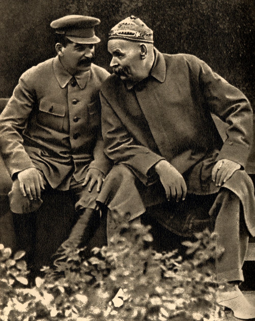 Neuvostoliiton johtaja Josif Stalin ja kirjailija Maksim Gorki, Moskova, Neuvostoliitto, 1931. tekijältä Unbekannt