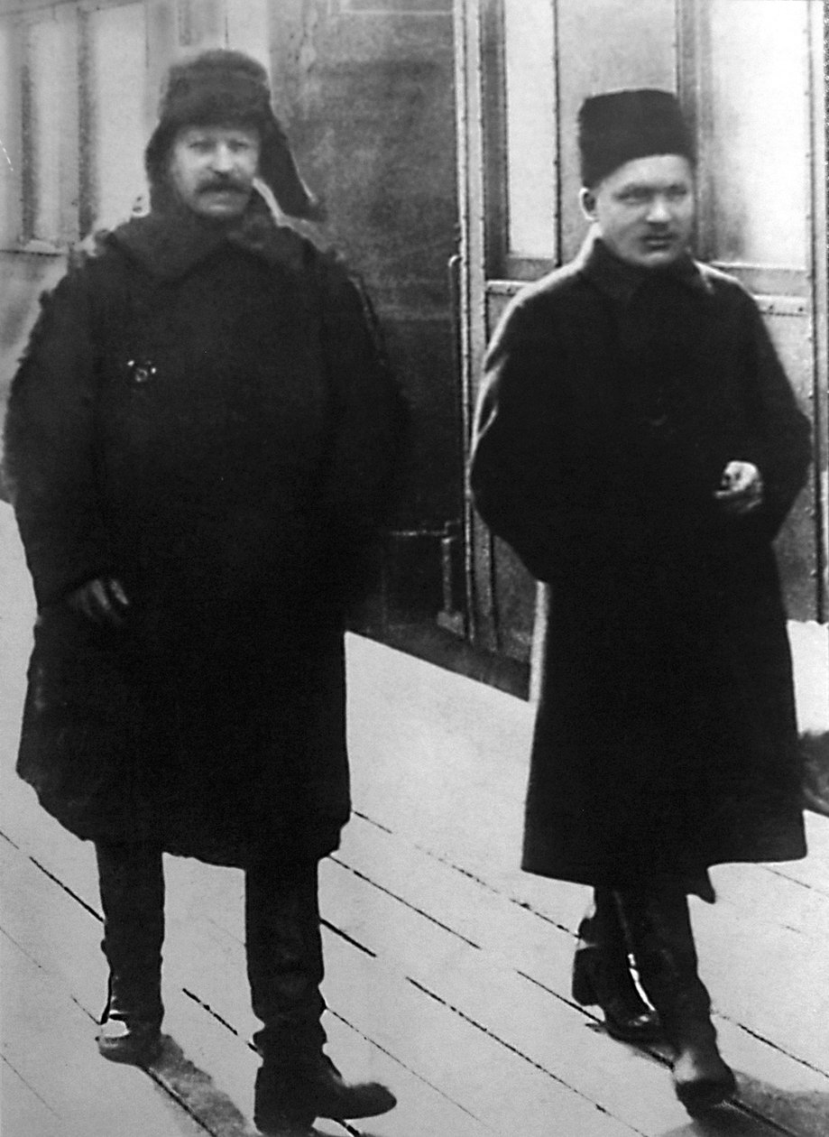 Neuvostoliiton johtajat Josif Stalin ja Sergei Kirov, Moskova, Neuvostoliitto, 1928 tekijältä Unbekannt