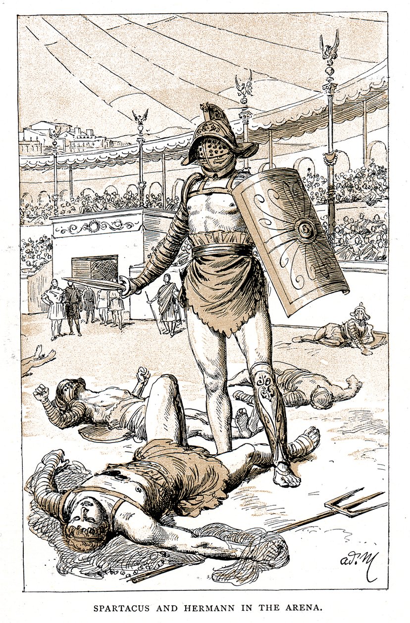 Spartacus ja Hermann areenalla, 1800-luvun loppu tekijältä Unbekannt