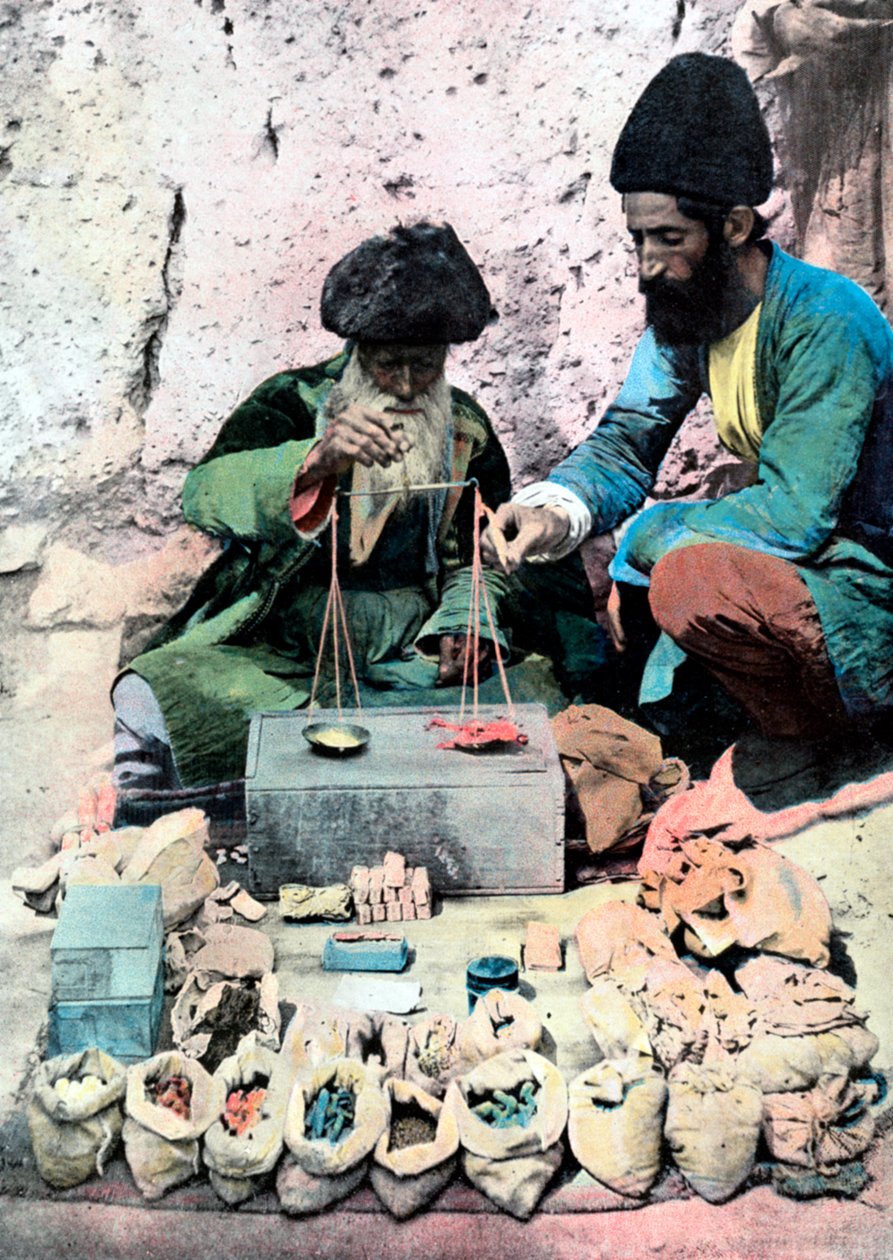 Maustemyyjä, Kuninkaallinen palatsi, Teheran, c1890 tekijältä Unbekannt