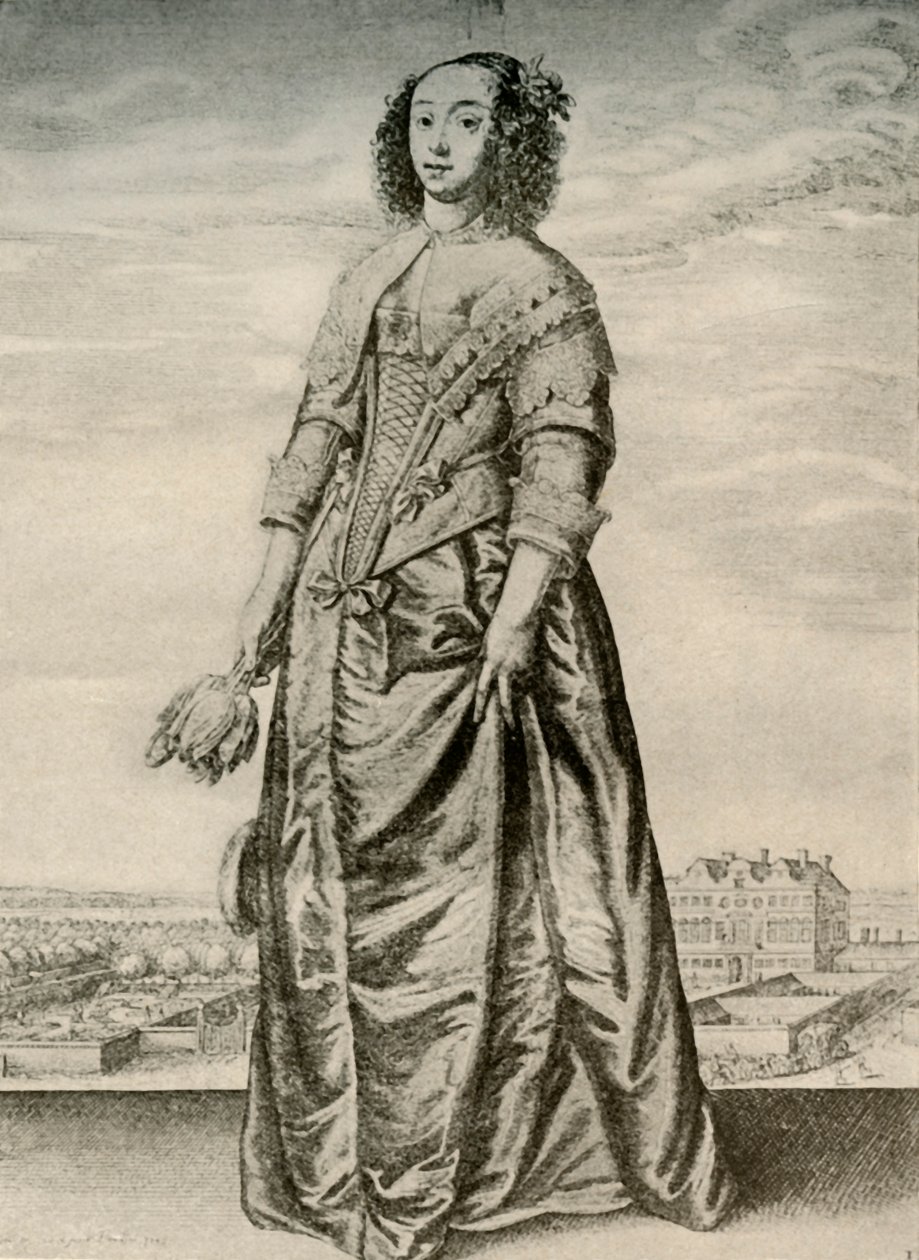 Kevät - Englantilaisen naisen muodikas sisäpuku, Charles I:n hallituskausi, 1620-1640, 1937 tekijältä Unbekannt