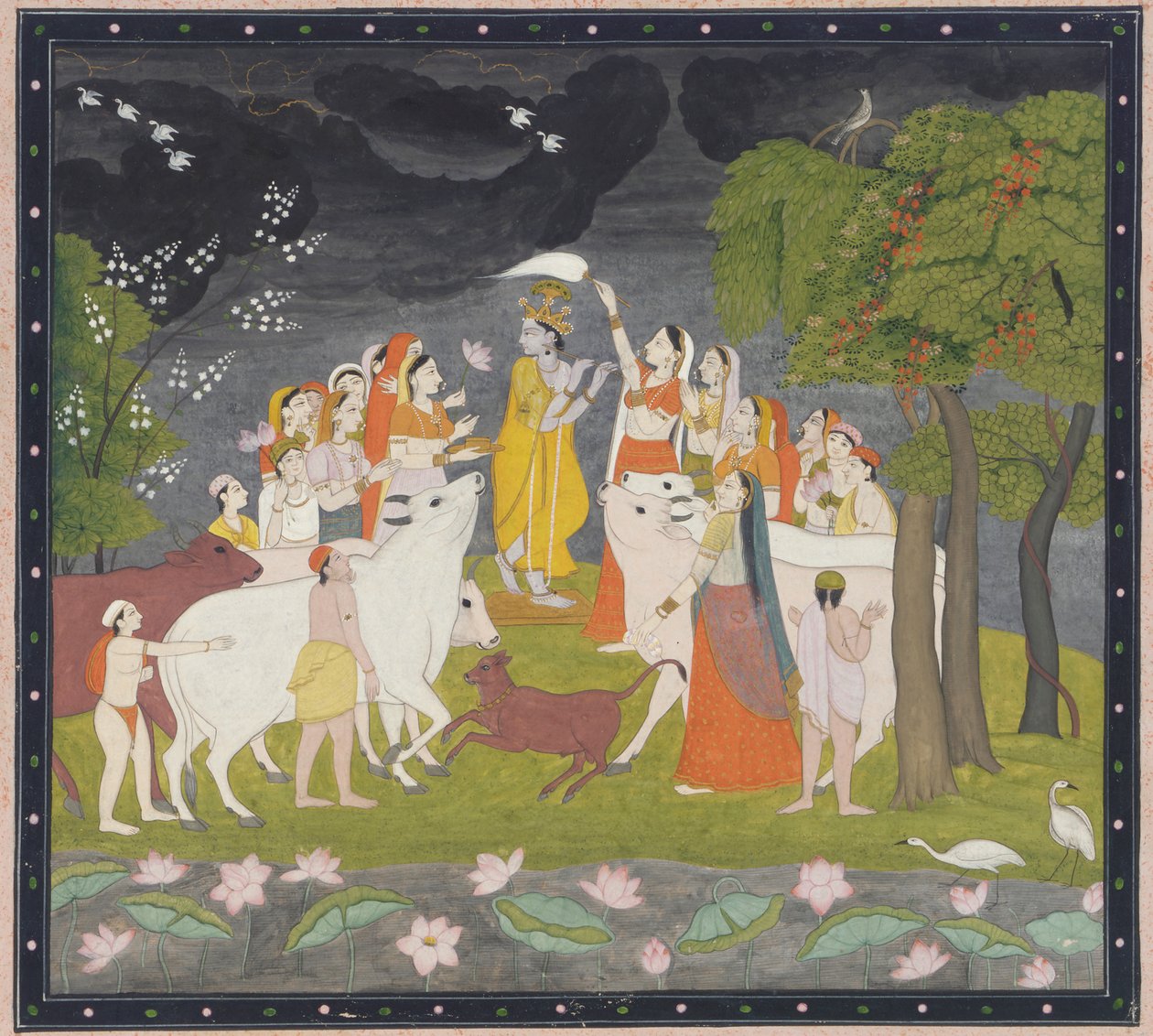 Sri Krsna huilun kanssa, n. 1790-1800. tekijältä Unbekannt