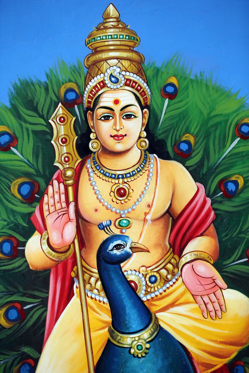 Sri Mariammanin hindutemppeli. Karthikeya Also Non Asa Murugan, Skanda and Subramanya Eyes the Hindu God Who War, 20160817, Singapore, Singapore tekijältä Unbekannt
