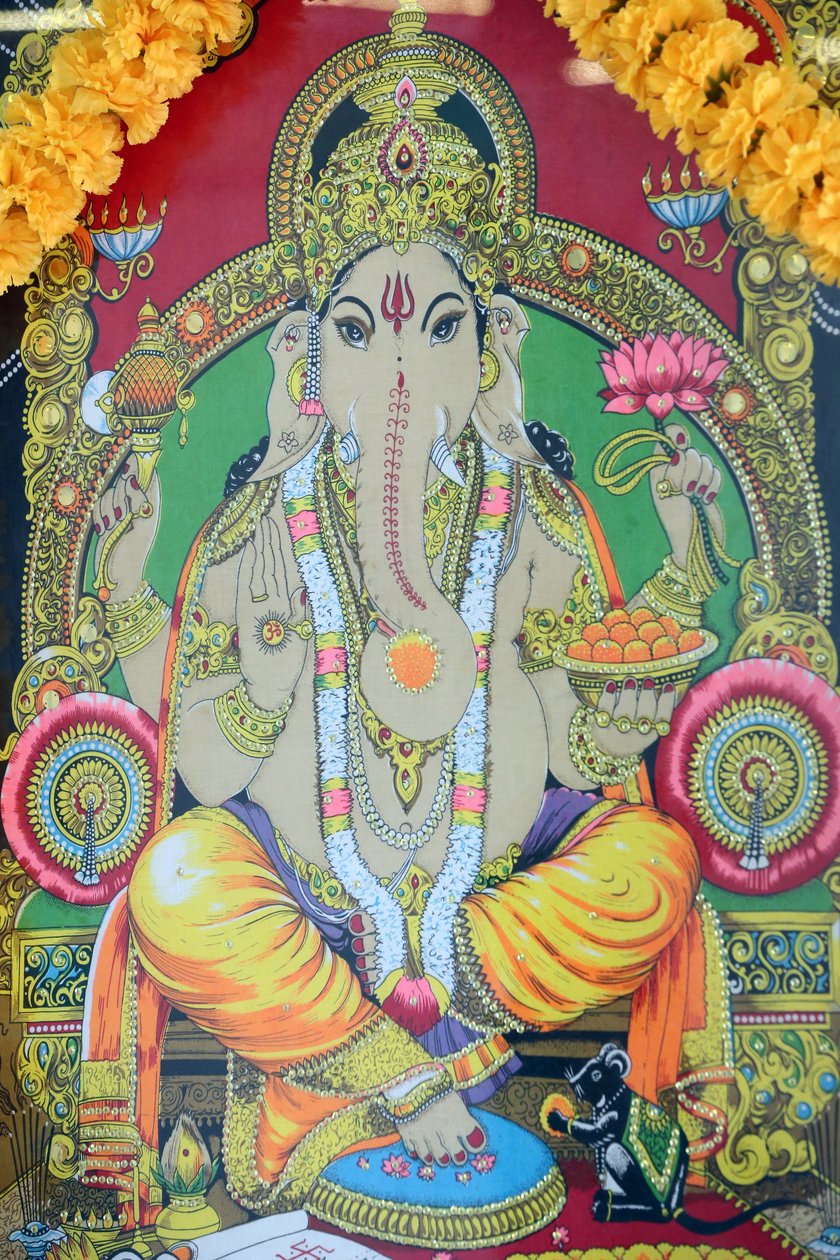Sri Tende Yuttapanin temppeli. Ganesh. Maalaus. Ho Chi Minh City. Vietnam tekijältä Unbekannt
