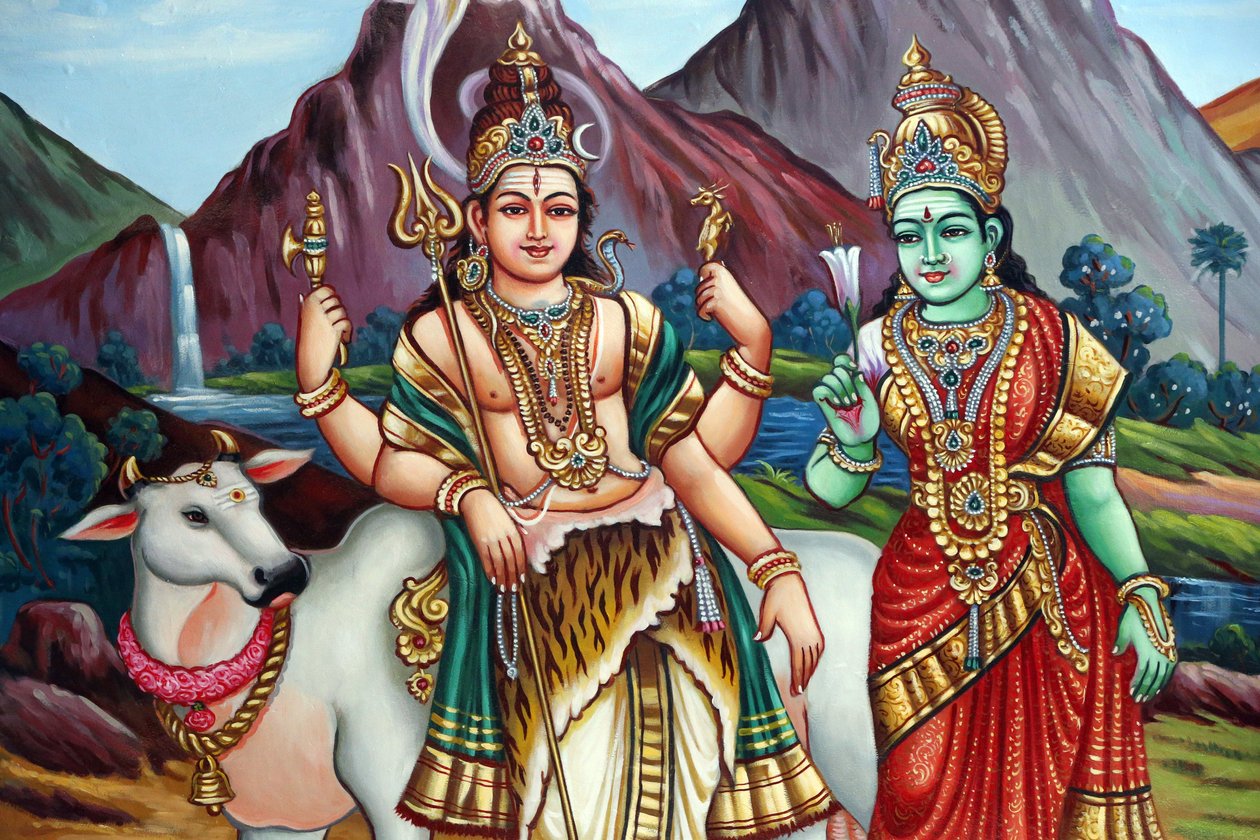 Sri Vadampathira Kaliammanin hindutemppeli. Shiva ja Parvati. Singapore tekijältä Unbekannt