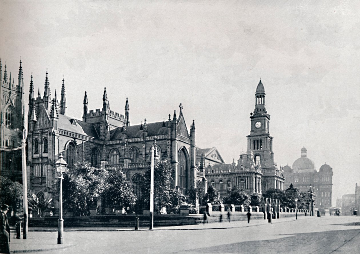 St. Andrewsin katedraali, Sydneyn kaupungintalo ja markkinarakennukset, n. 1900. tekijältä Unbekannt