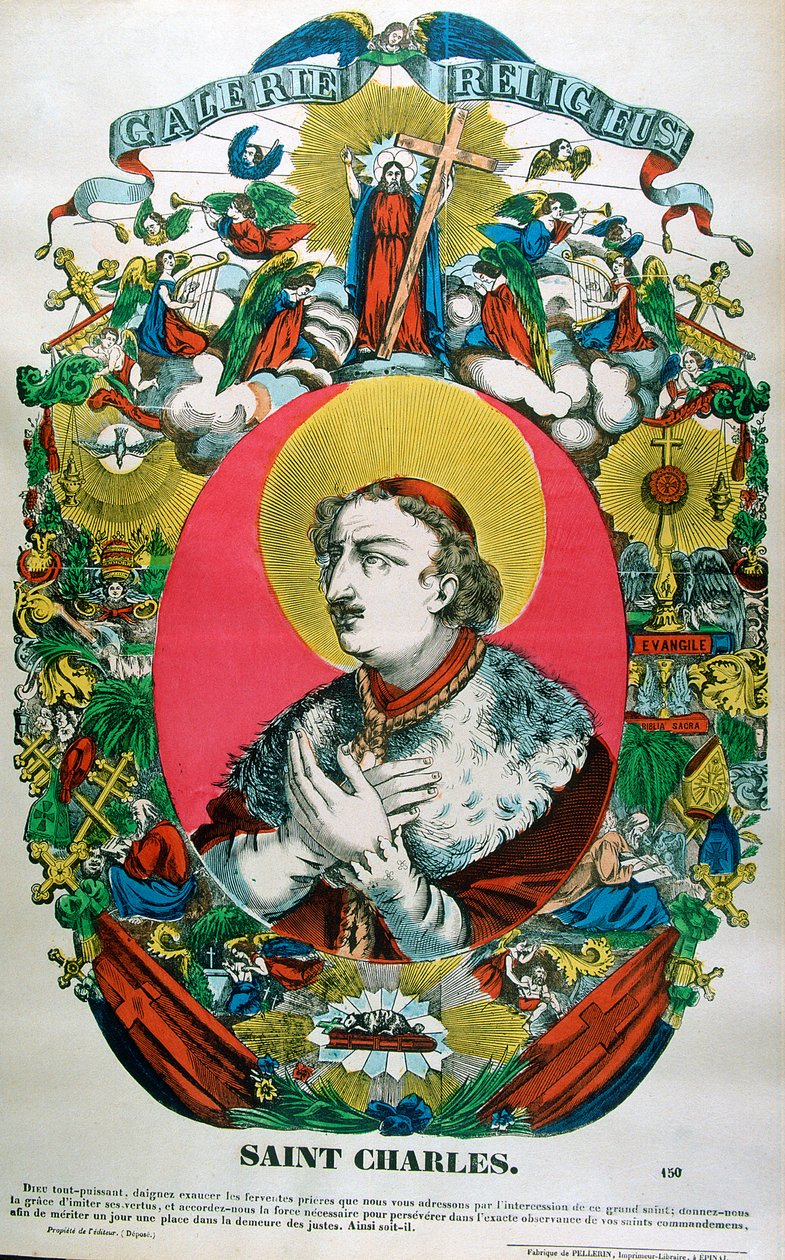 Pyhä Kaarle Borromeolainen, 1500-luvun italialainen pappi, 1800-luku tekijältä Unbekannt