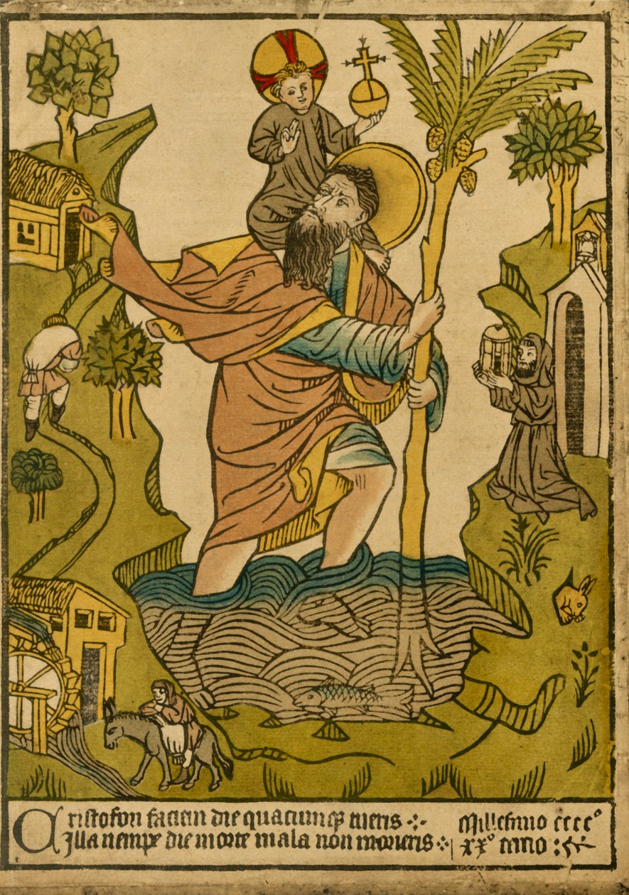 Pyhä Kristofer. 1423, 1915. tekijältä Unbekannt