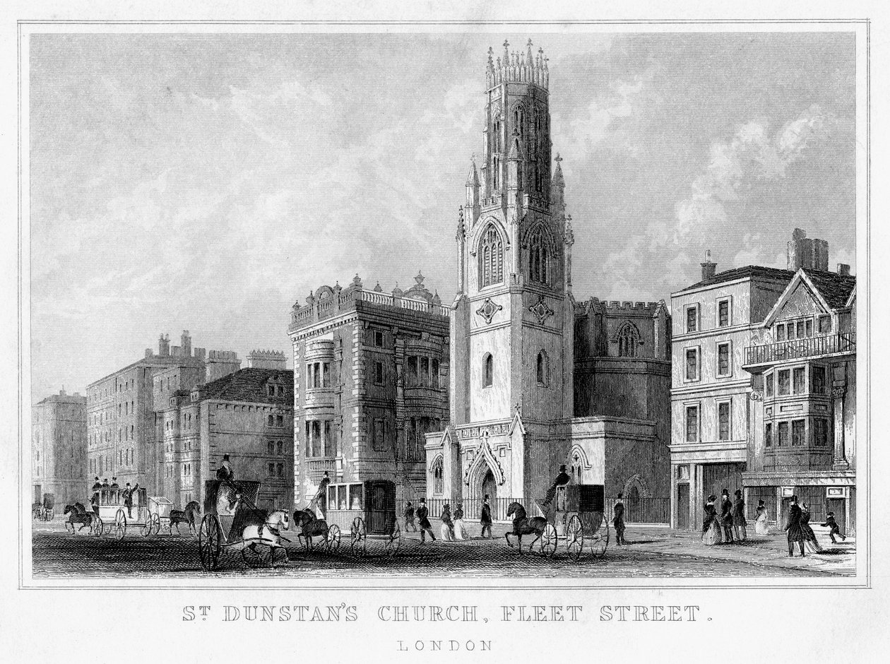 St Dunstans Church, Fleet Street, Lontoon kaupunki, 1800-luku tekijältä Unbekannt