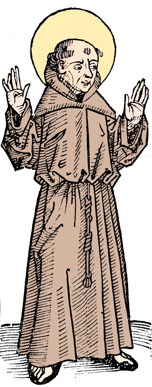 Pyhä Franciscus Assisilainen, italialainen pappi ja fransiskaanien ritarikunnan perustaja, 1493 tekijältä Unbekannt