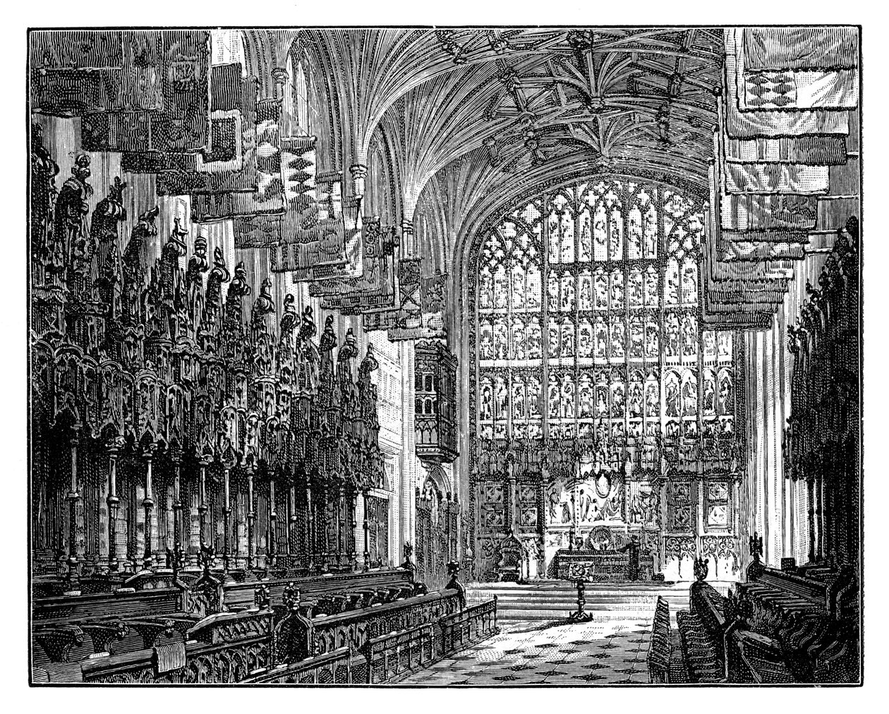 St Georgesin kappeli, Windsor, esillä Royal Gallery ja alttari tekijältä Unbekannt