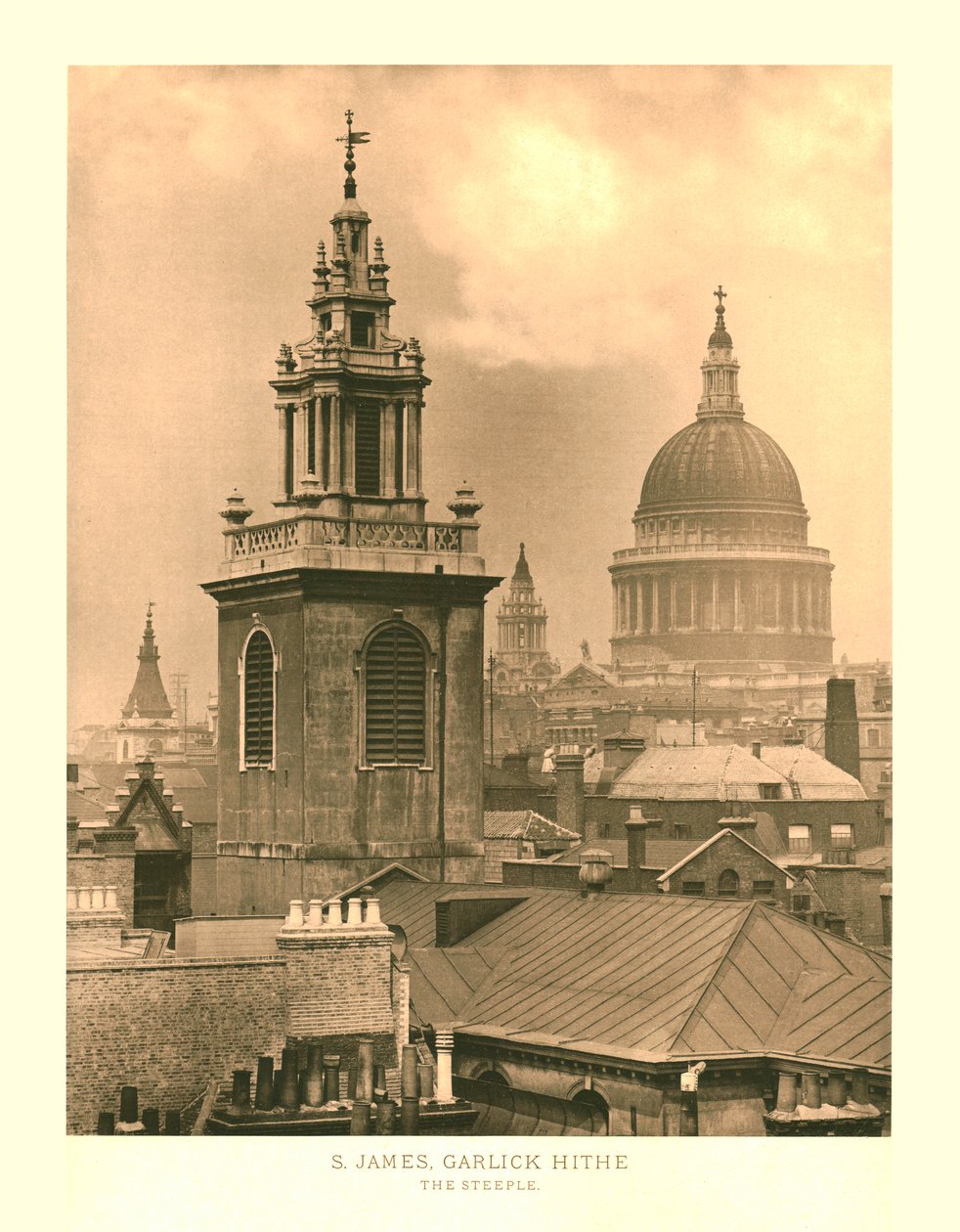 St James, Garlick Hithe, The Steeple, 1800-luvun puolivälissä. tekijältä Unbekannt