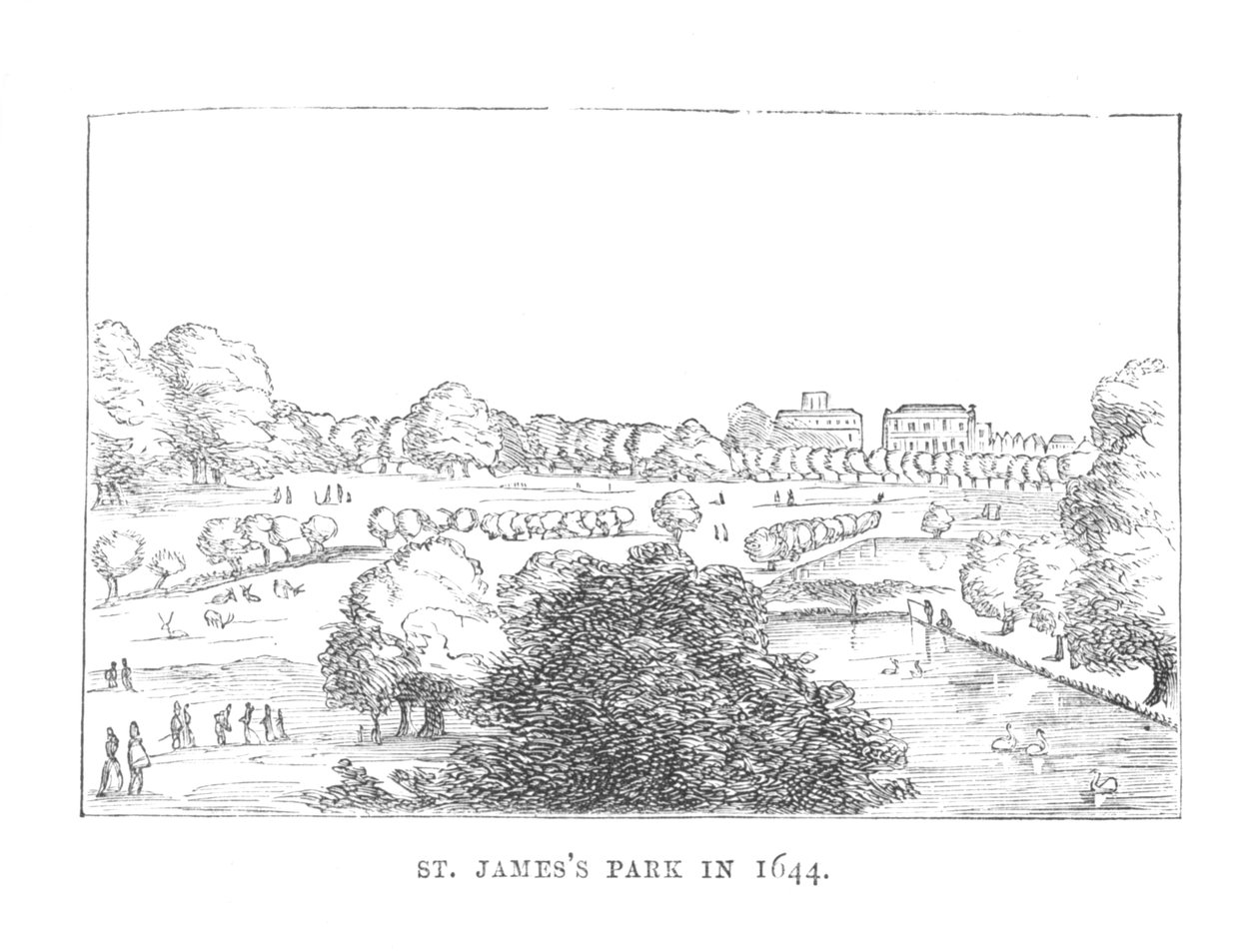 St. James Park vuonna 1644, vuonna 1870 tekijältä Unbekannt