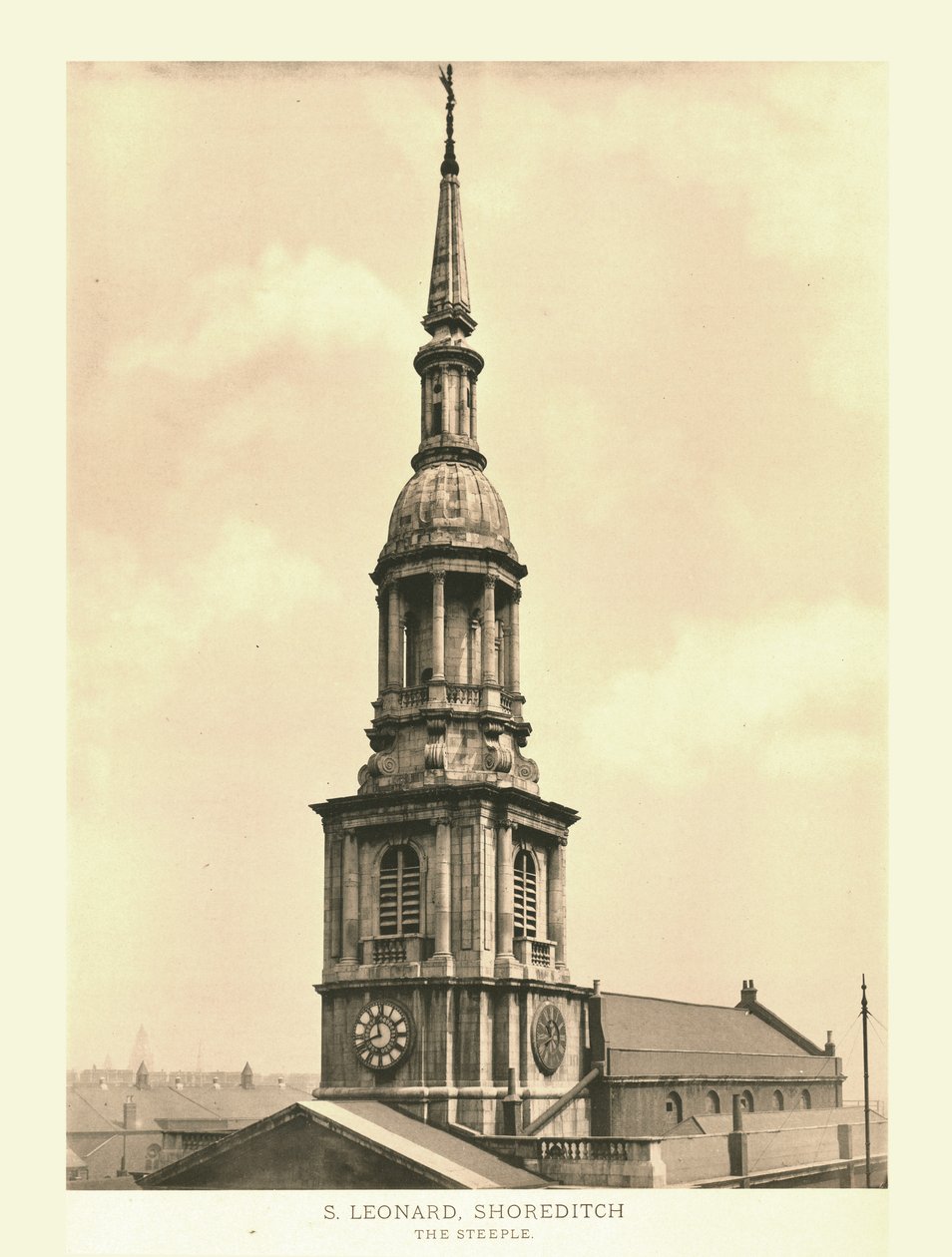 St Leonard, Shoreditch, The Steeple, 1800-luvun puolivälissä. tekijältä Unbekannt