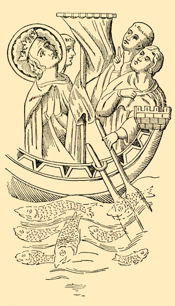 St. Louis, Ranskan kuningas, ylittää meren Pyhään maahan, 1200-luku, n. 1930. tekijältä Unbekannt
