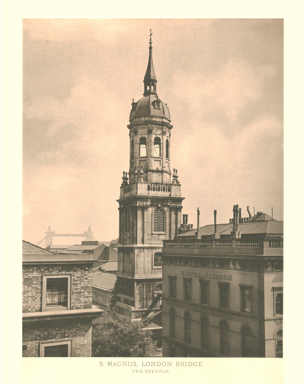 St Magnus, London Bridge, Theeple, 1800-luvun puoliväli. tekijältä Unbekannt