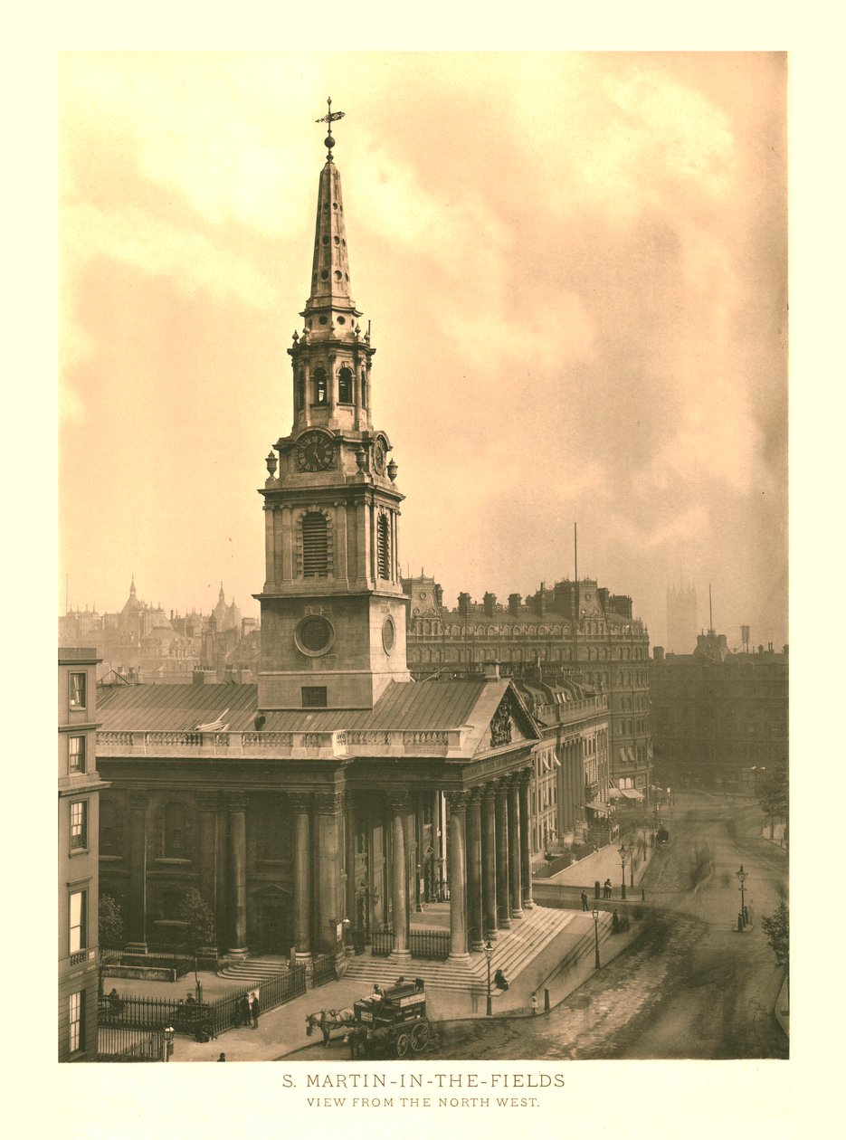 St Martin-in-the-Fields, Näkymä luoteesta, 1800-luvun puolivälissä. tekijältä Unbekannt