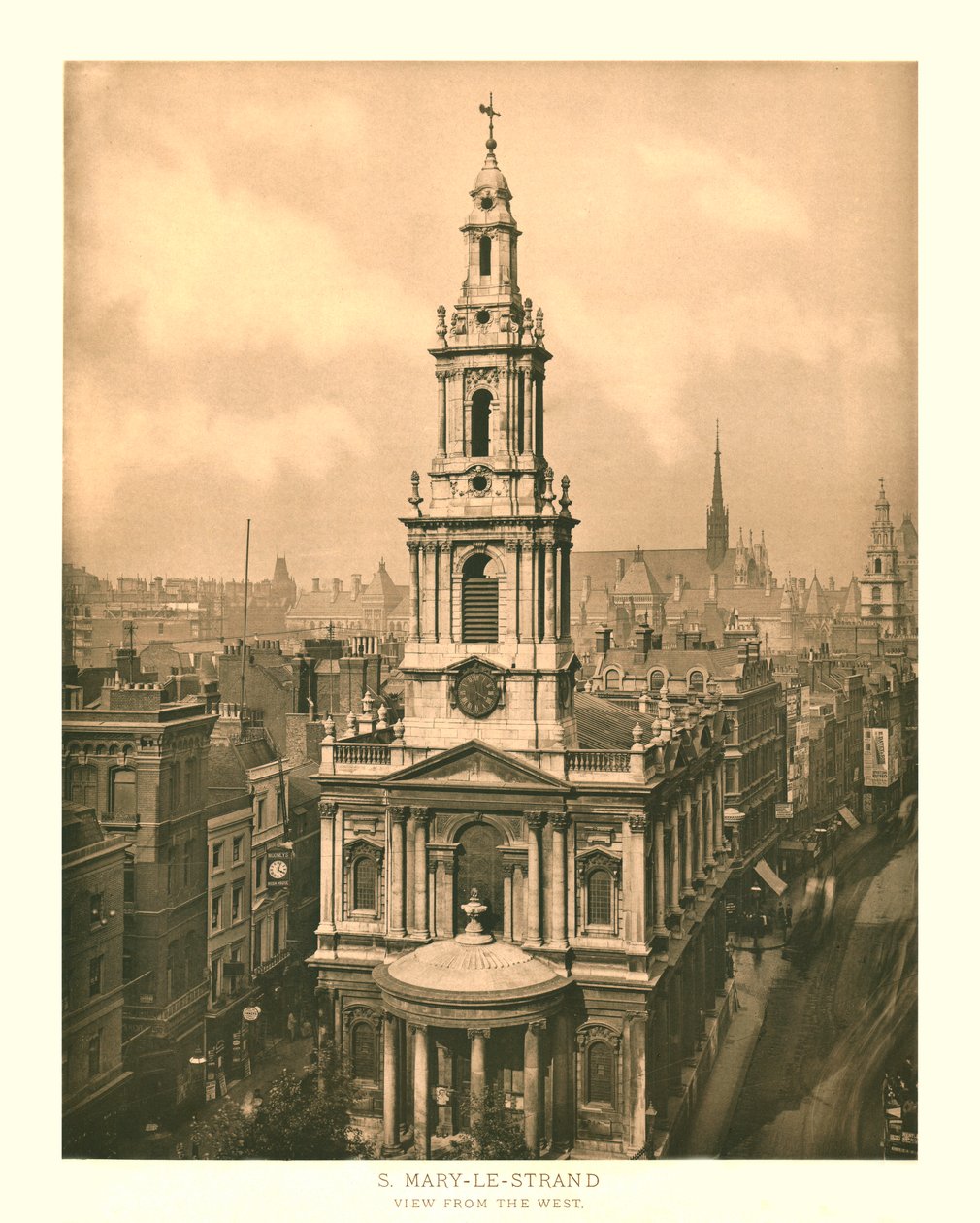 St Mary-le-Strand, Näkymä lännestä, 1800-luvun puoliväli. tekijältä Unbekannt