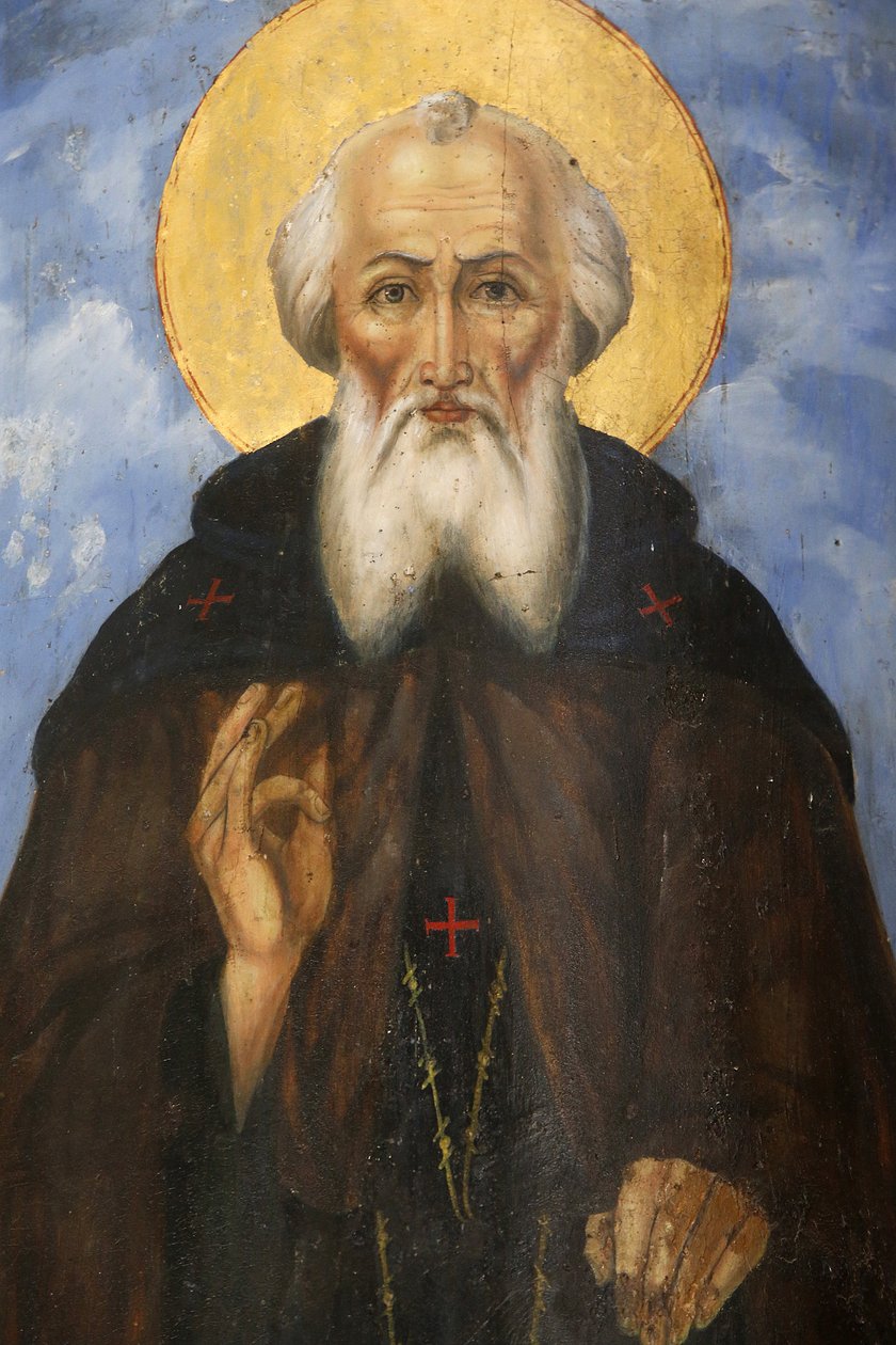 St. Savoksen (Savas) kirkko. Pyhän Savan siunaus (Saint Sava de Serbia tekijältä Unbekannt