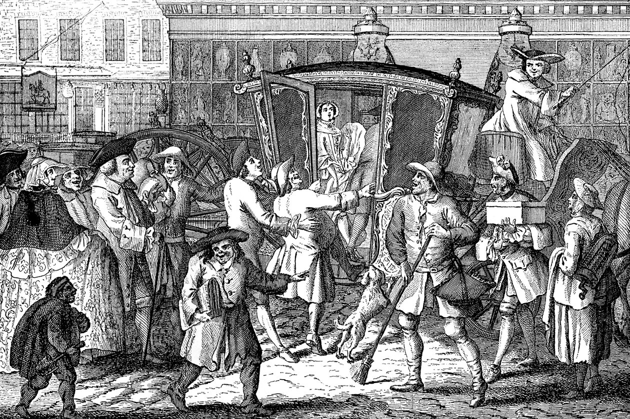 Stand Coachman eli Ylpeä nainen, hyvin istuva, 1750 tekijältä Unbekannt