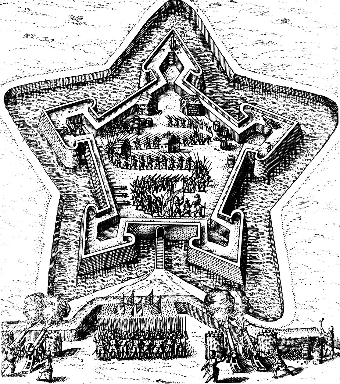 Tähtilinnoitus, jota puolusti piiritetty vallihauta, 1617-1619 tekijältä Unbekannt
