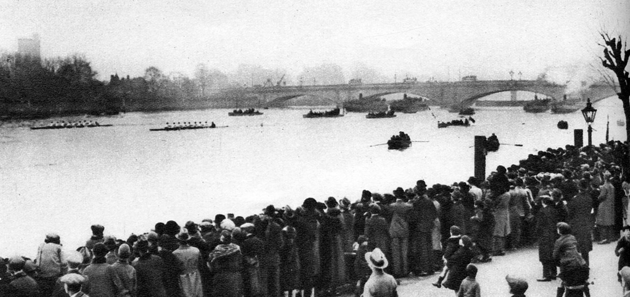 Oxfordin ja Cambridgen venekilpailun alku, Lontoo, 1926-1927 tekijältä Unbekannt