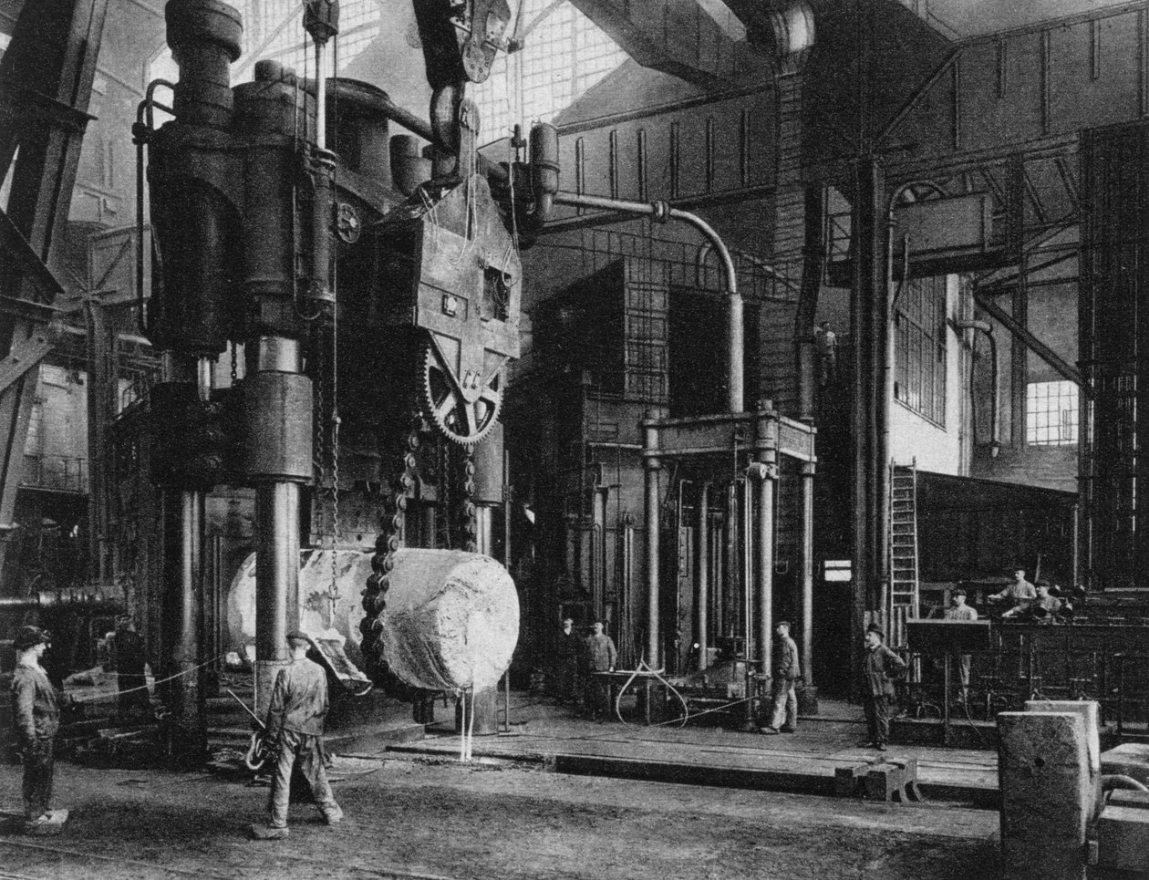 Terästuotanto, Kruppin tehdas, Essen, Saksa, Ensimmäinen maailmansota, 1917 tekijältä Unbekannt