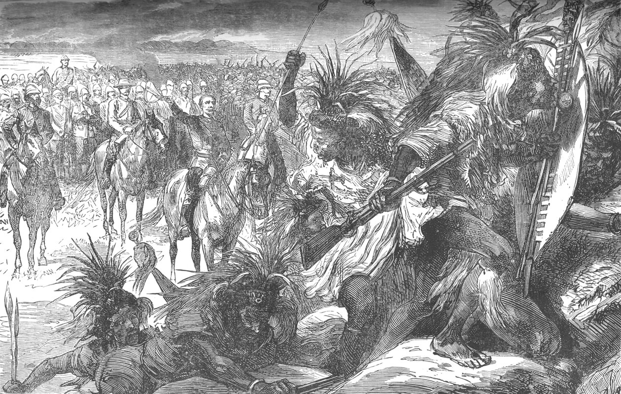 Sekukunisin linnoituksen myrsky: Sir Garnet Wolseley kannustaa swazieja, c1880 tekijältä Unbekannt