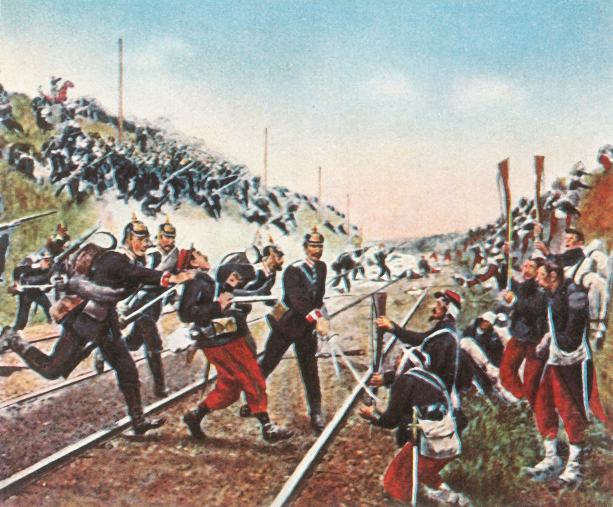 Badenerit hyökkäsivät rautatien pengerrykseen Nuitsissa 18. joulukuuta 1870, 1936. tekijältä Unbekannt