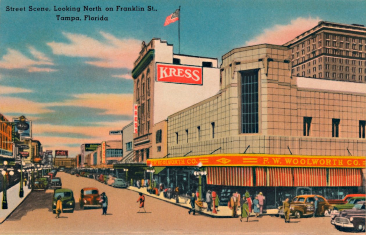 Street Scene, Looking North on Franklin St., Tampa, Florida, 1940-luku tekijältä Unbekannt