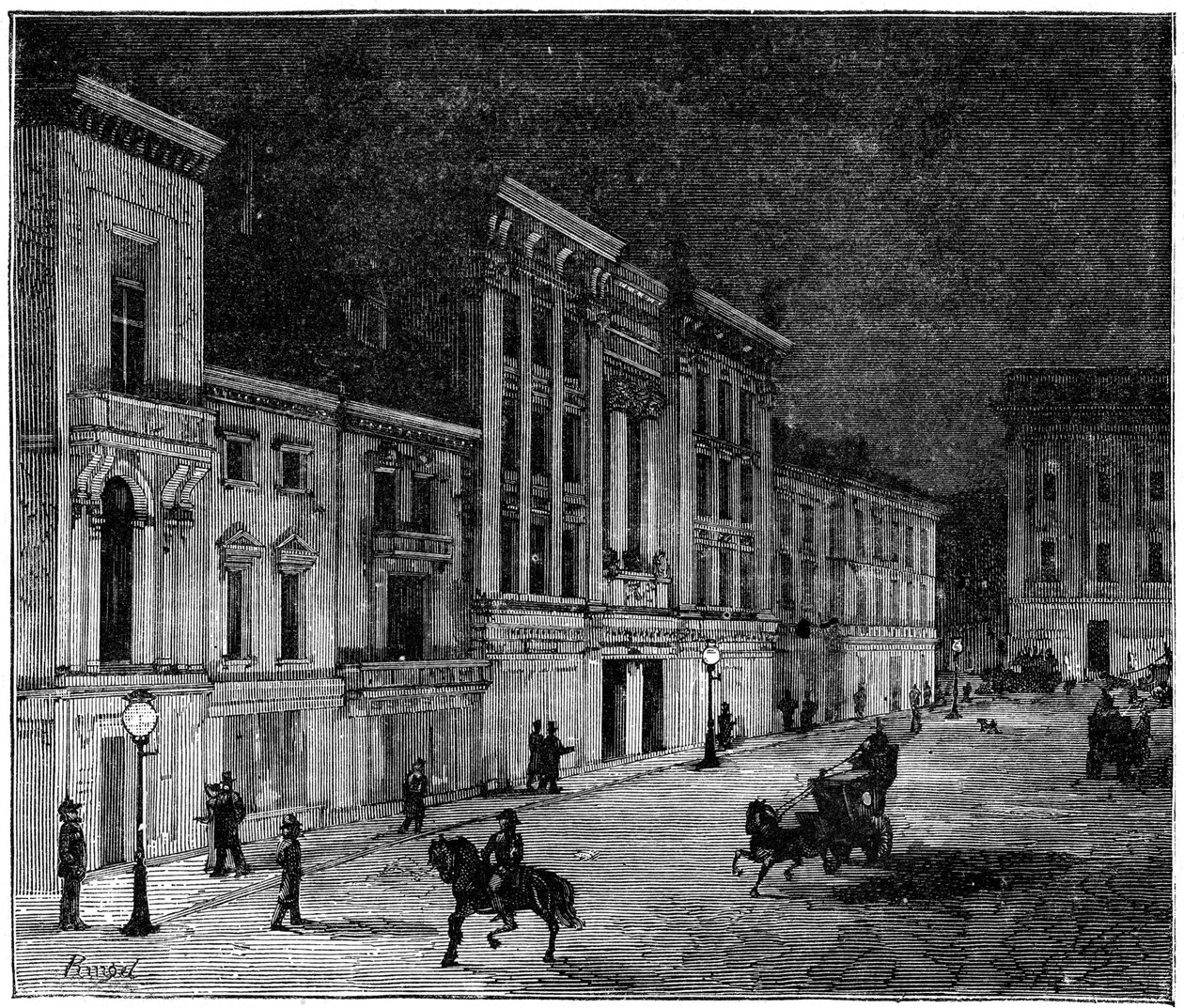 Newcastle Upon Tynen katu, valaistu Swan-hehkulampuilla, 1883 tekijältä Unbekannt