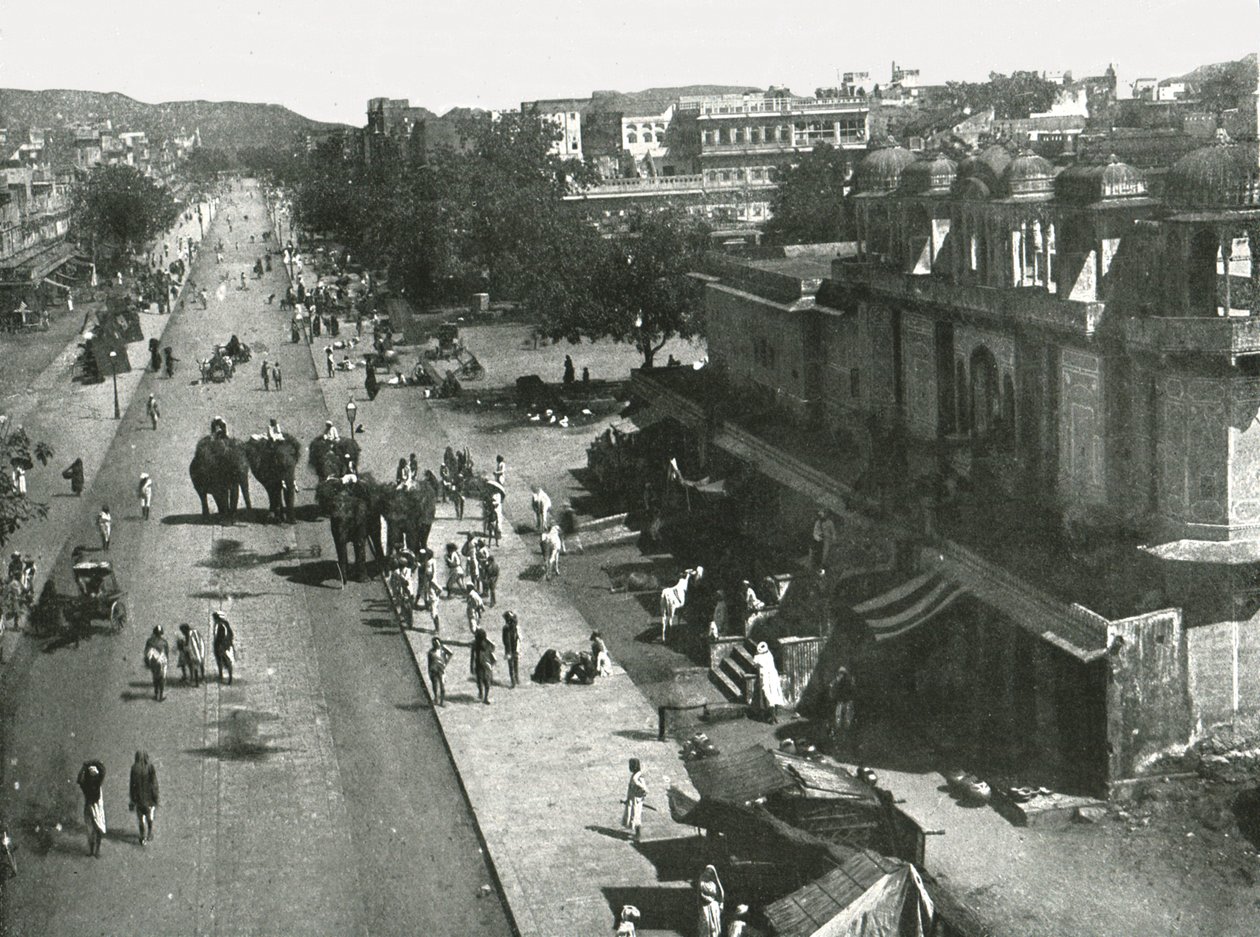 Katunäkymä Jaipurin kaupungissa Intiassa, 1895. tekijältä Unbekannt