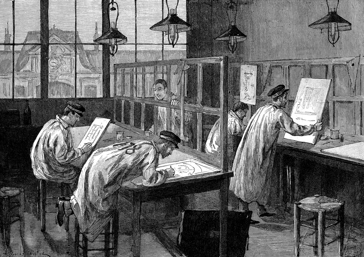 Opiskelijat Ecole Centrale des Arts et Manufacturesissa, Pariisissa, 1887 tekijältä Unbekannt