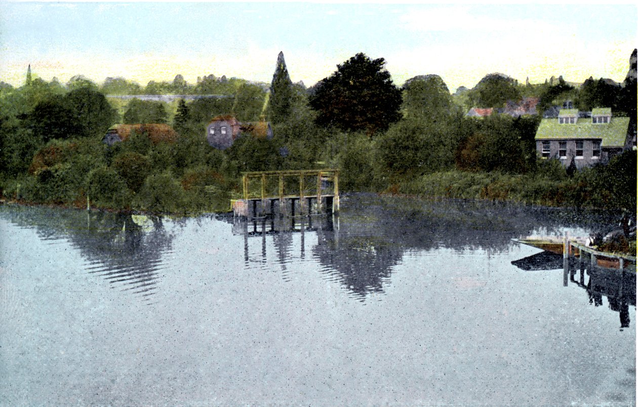 Auringonlasku Thamesissa, Caversham, Berkshire, 1900-luku tekijältä Unbekannt