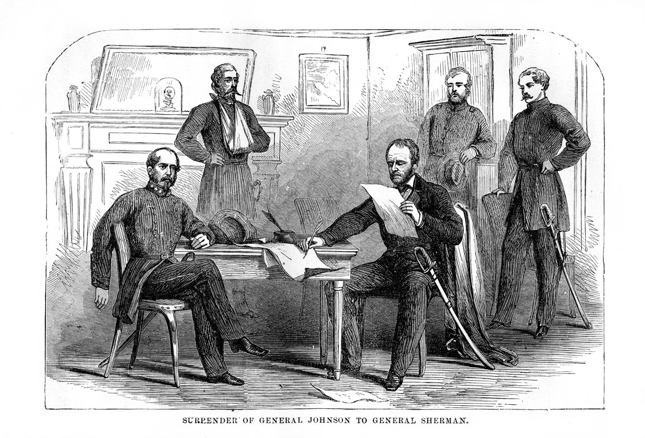 Kenraali Johnstonin antautuminen kenraali Shermanille, 26. huhtikuuta 1865, 1872 tekijältä Unbekannt