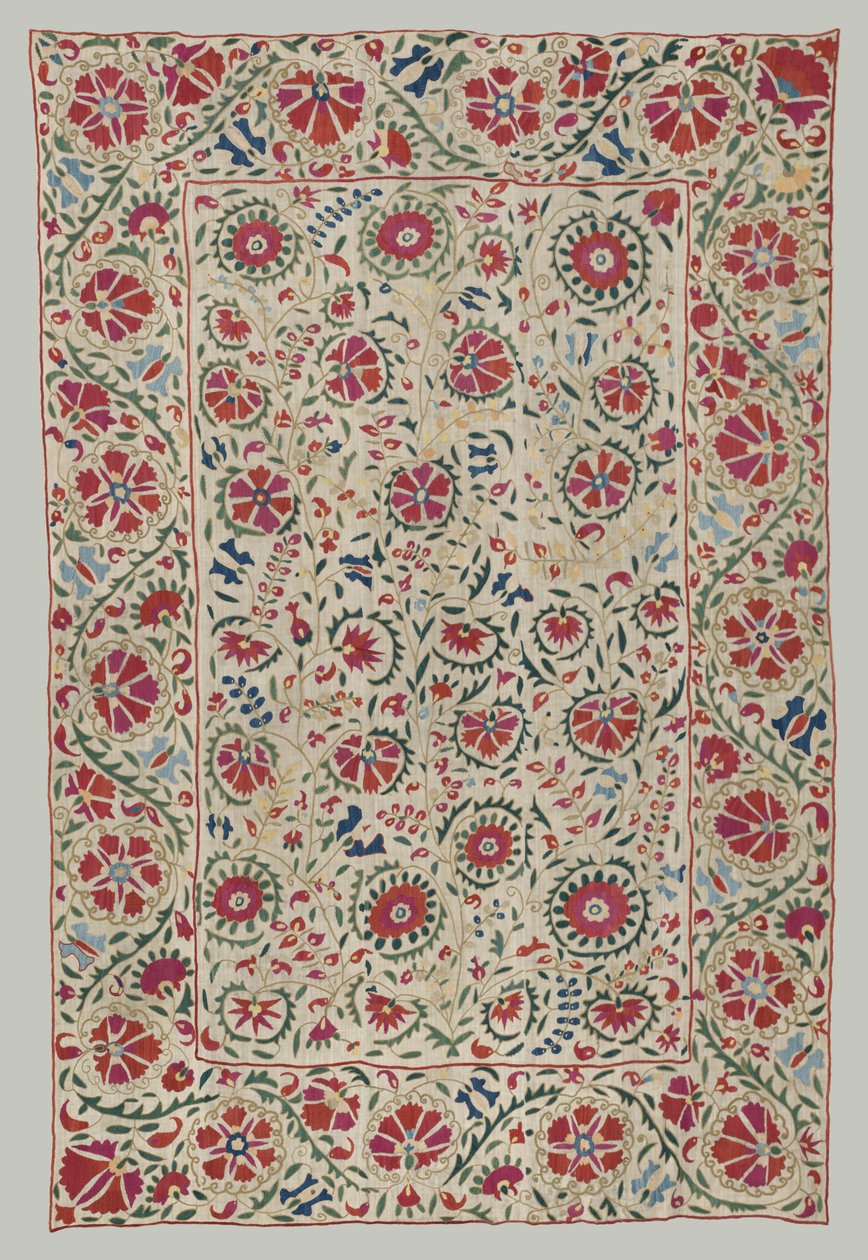 Suzani: verho tai sängynpäällinen, noin 1800. tekijältä Unbekannt