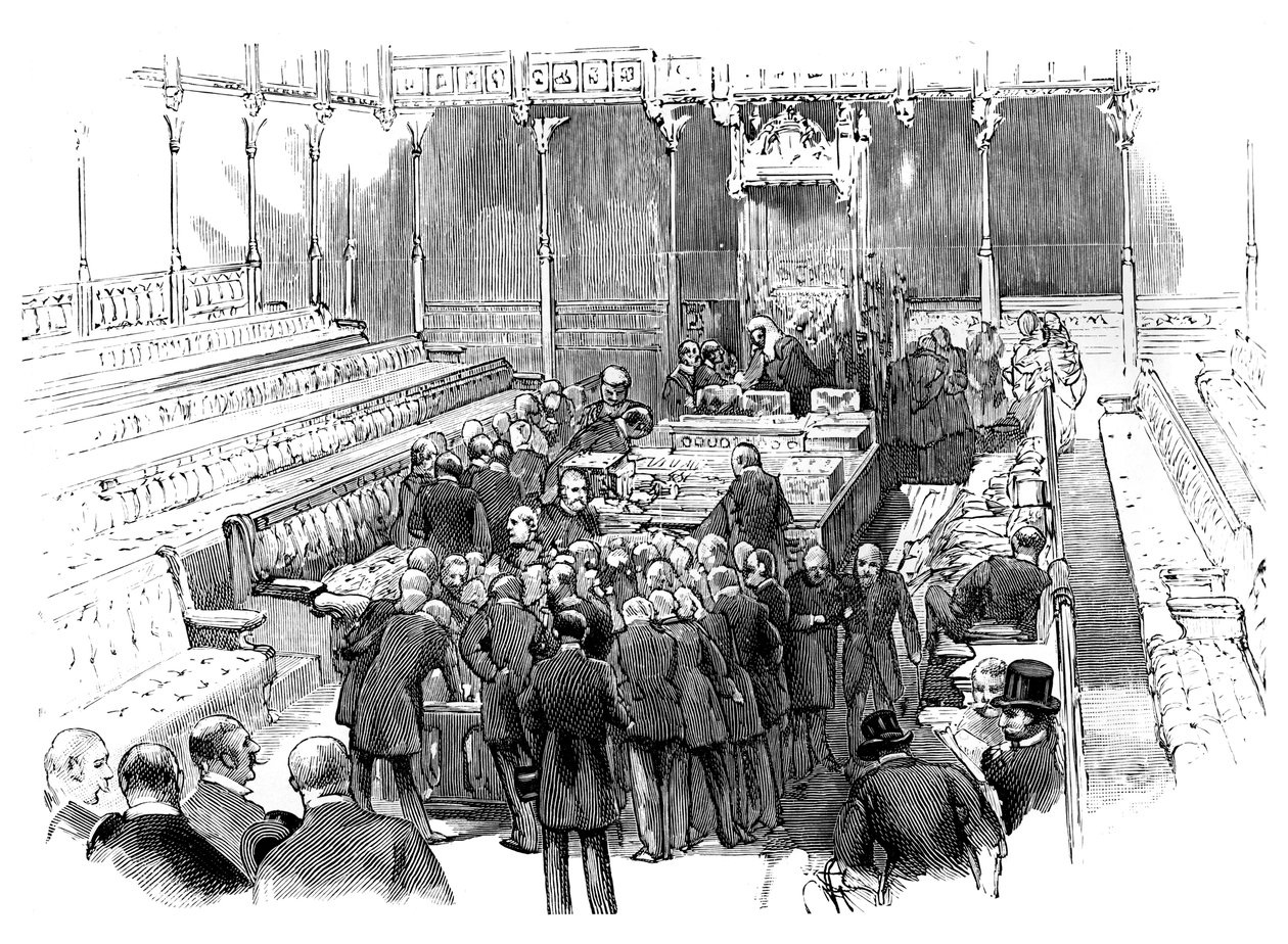 Vannoi jäseniä alahuoneessa, Westminster, Lontoo, vuonna 1905 tekijältä Unbekannt