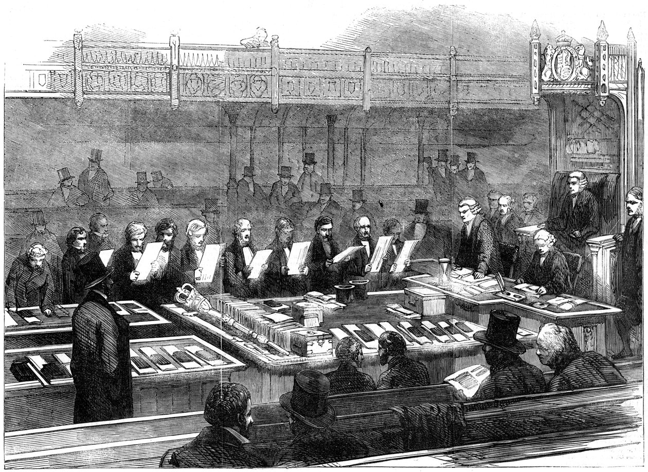 Uuden parlamentin jäsenten vannominen, 1800-luku tekijältä Unbekannt