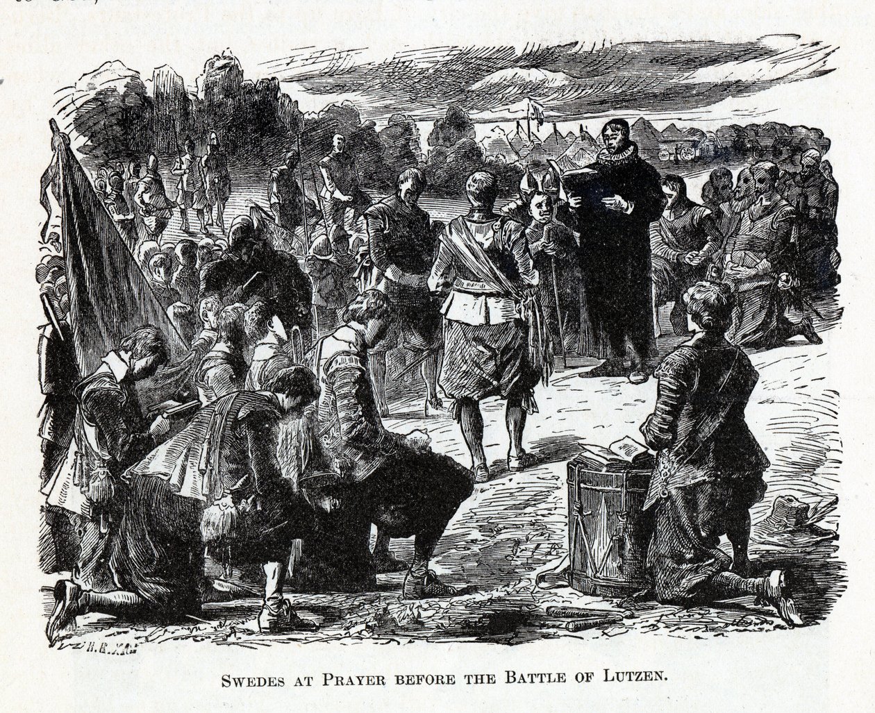 Ruotsalaiset rukouksessa ennen Lützenin taistelua, 1882 tekijältä Unbekannt