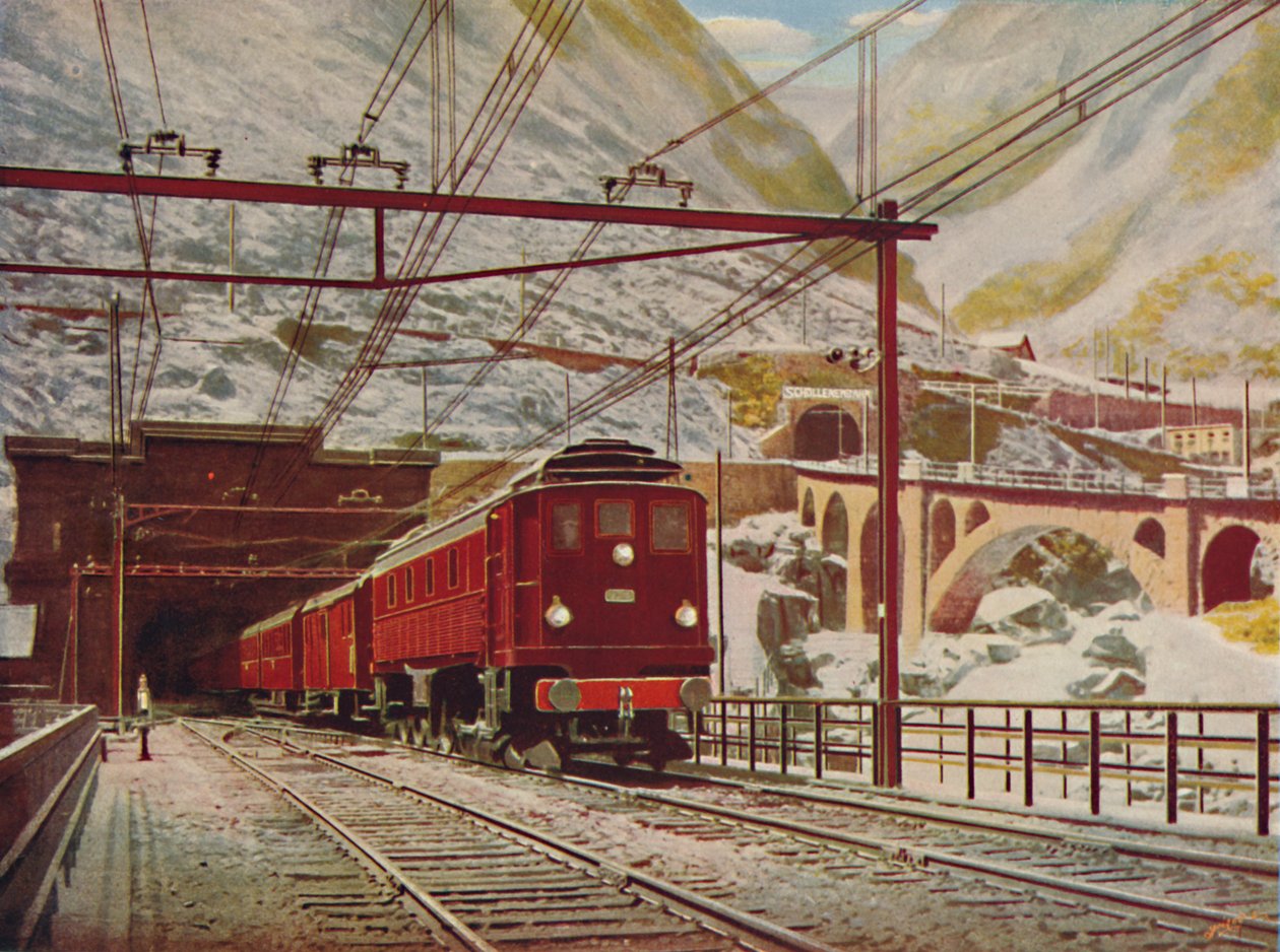 Swiss Express lähtee Suuresta St. Gotthardin tunnelista, 1926 tekijältä Unbekannt