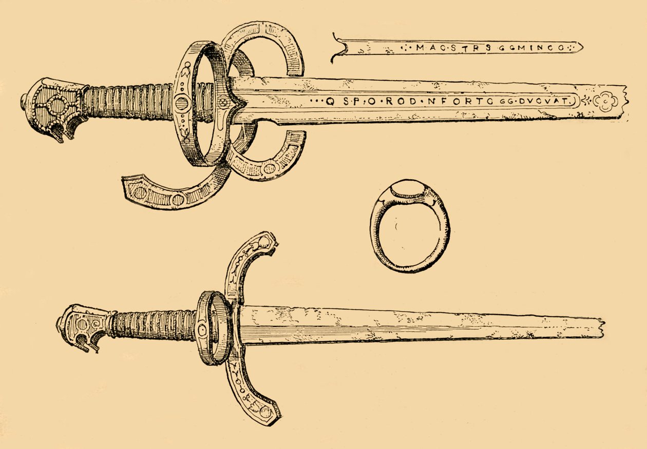 Skotlannin kuningas James IV:n miekka, tikari ja sormus, 1897. tekijältä Unbekannt