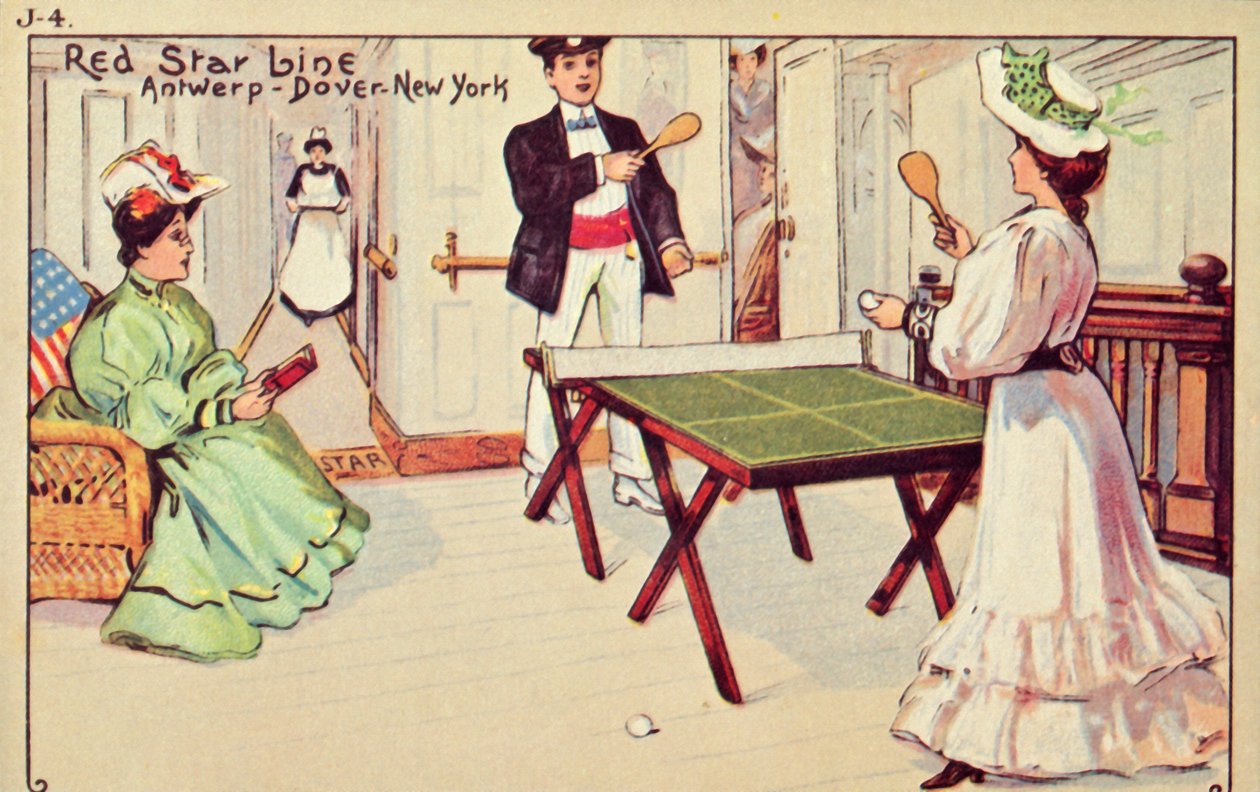 Pöytätennis Red Star Line -matkustaja-aluksella, 1907. tekijältä Unbekannt
