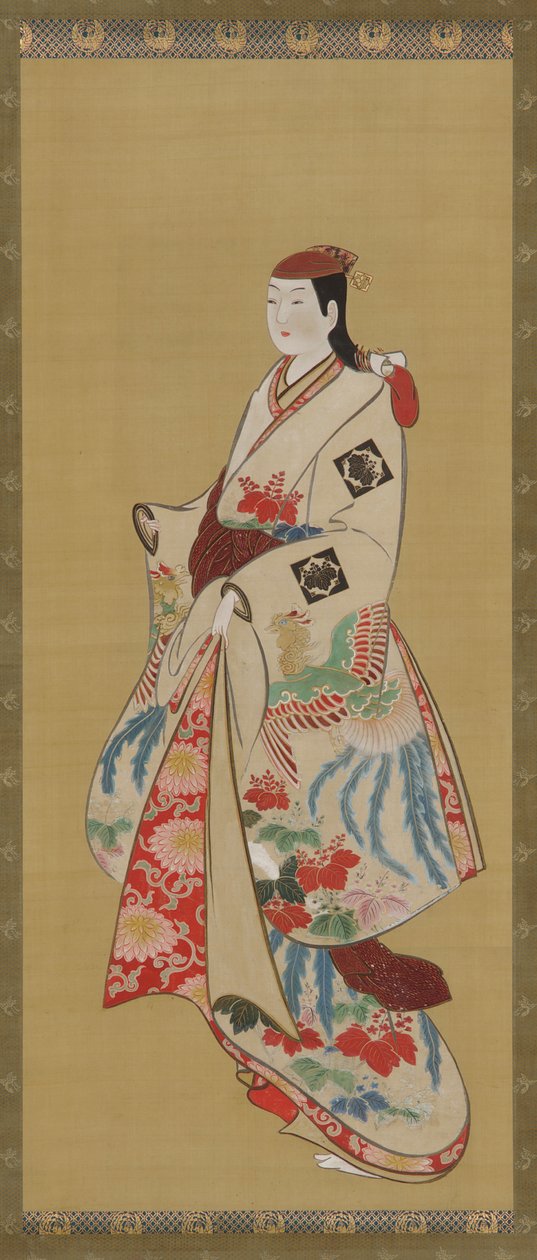 Pitkä tyttö, ho-o-lintu- ja kiri-kuvioitu mekko, Edo-kausi, 1615-1868. tekijältä Unbekannt