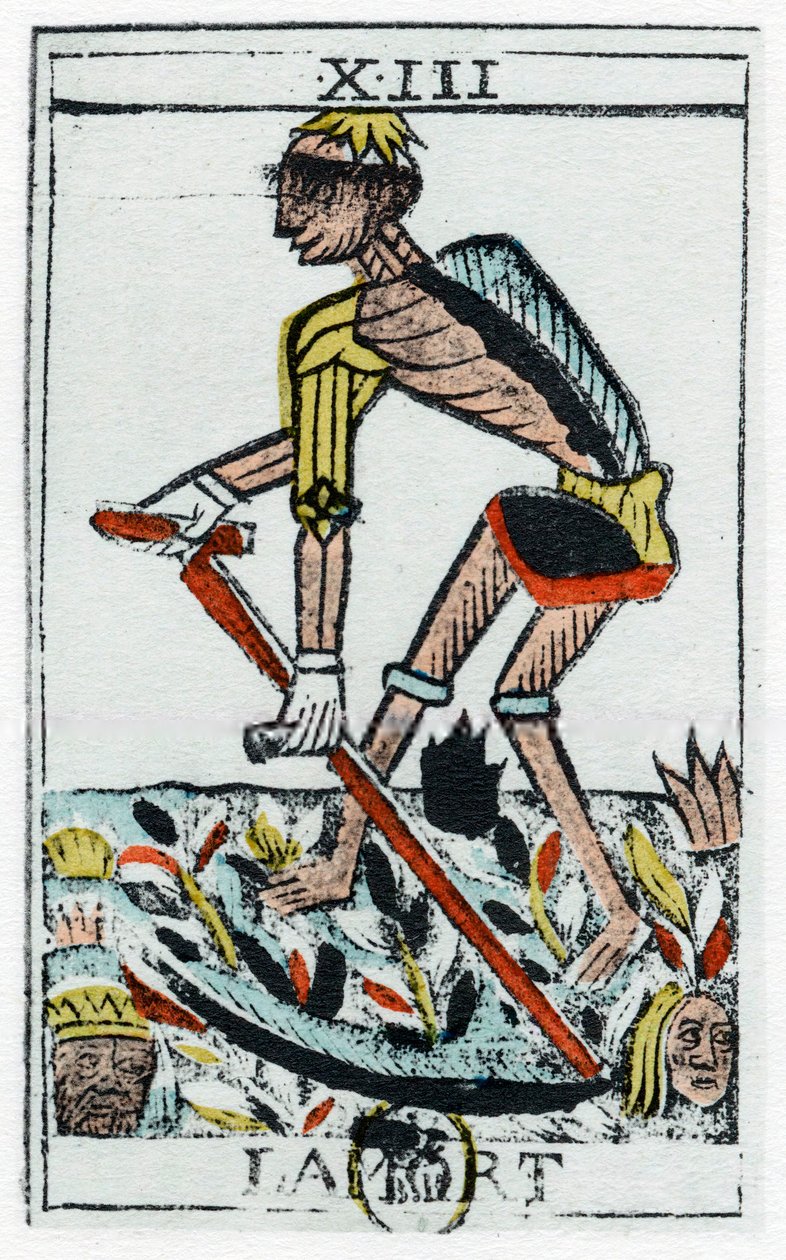 Tarot-kortti kuolemasta, viikatemies, Noblet-tarot, 1600-luku. tekijältä Unbekannt